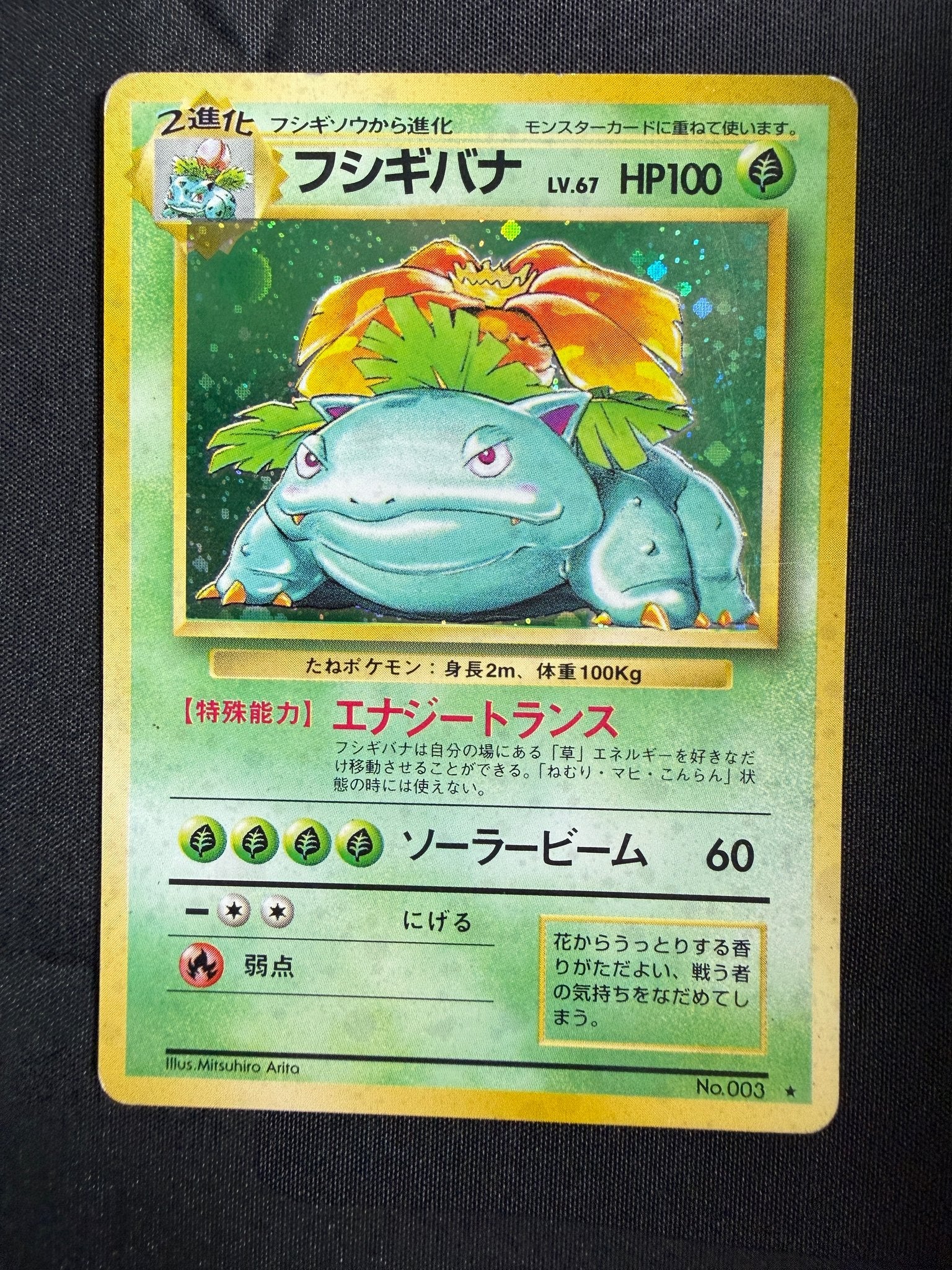 1996 Venusaur Japanese Base Set Holo No. 003 front