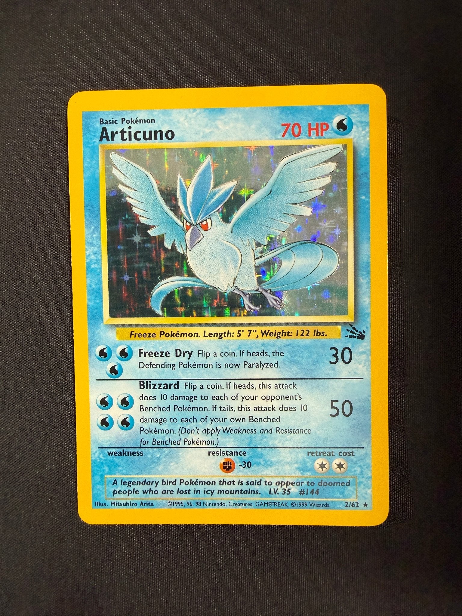 1999 Articuno Fossil Holo 2/62 front