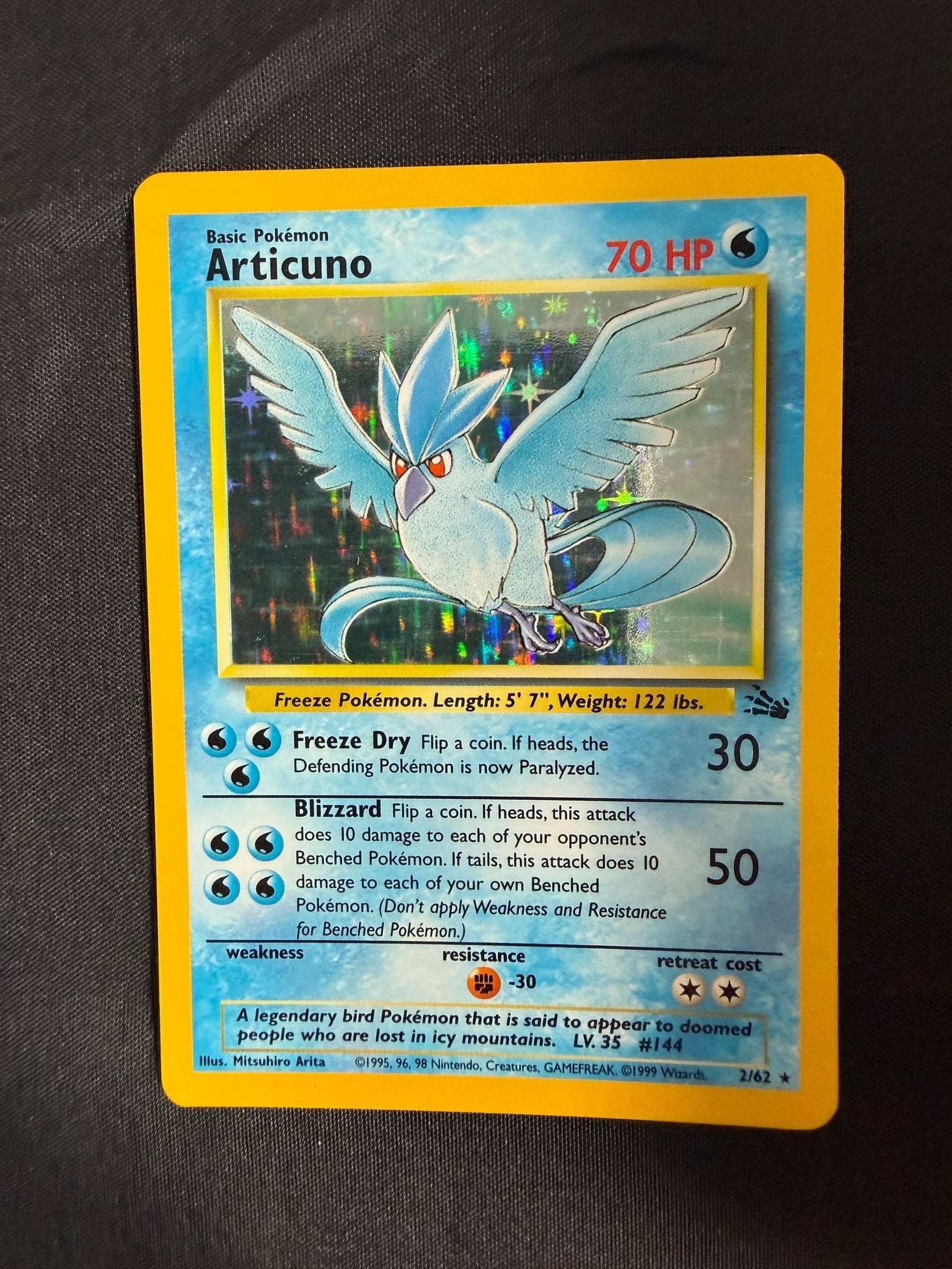 1999 Articuno Fossil Holo 2/62 front