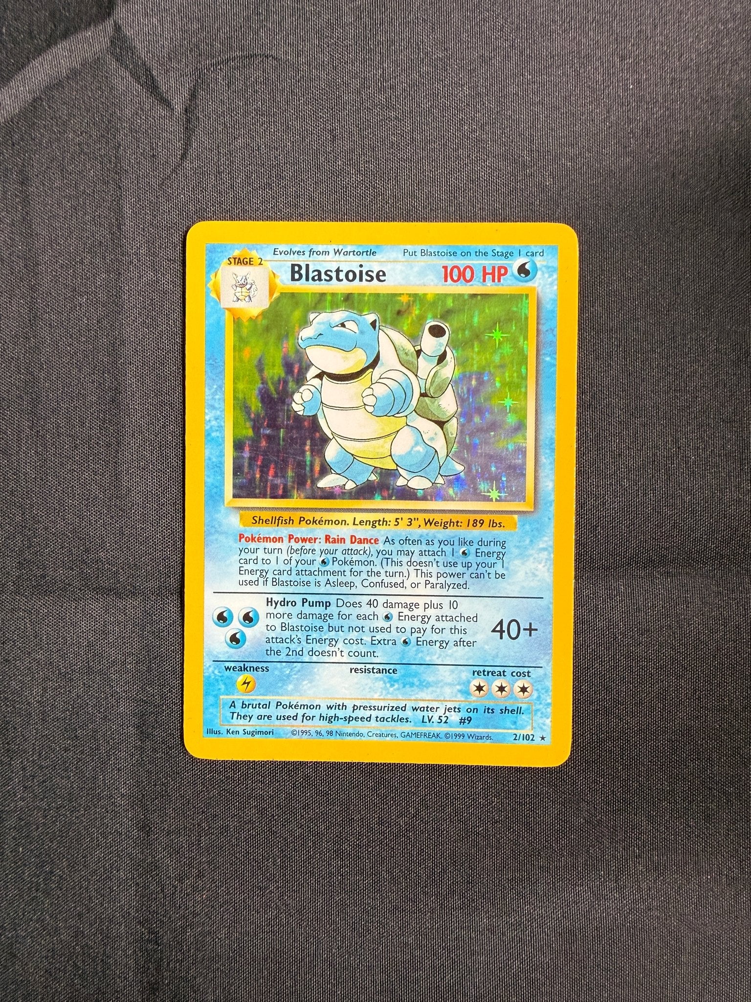 1999 Blastoise Base Set Holo 2/102 front