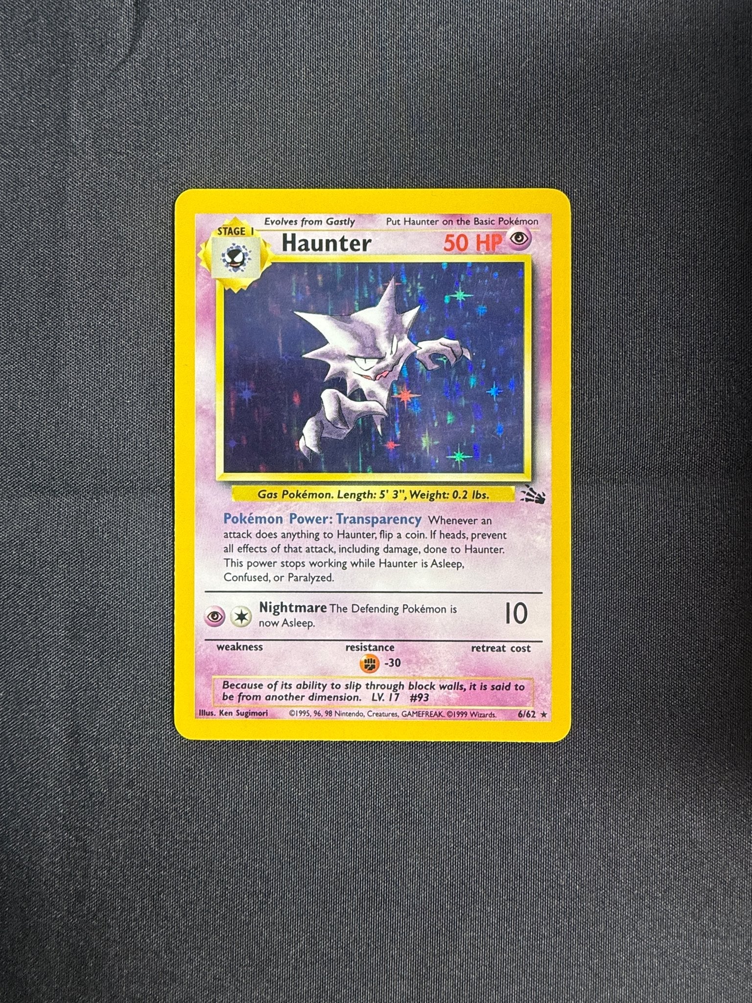 1999 Haunter Fossil Holo 6/62 front
