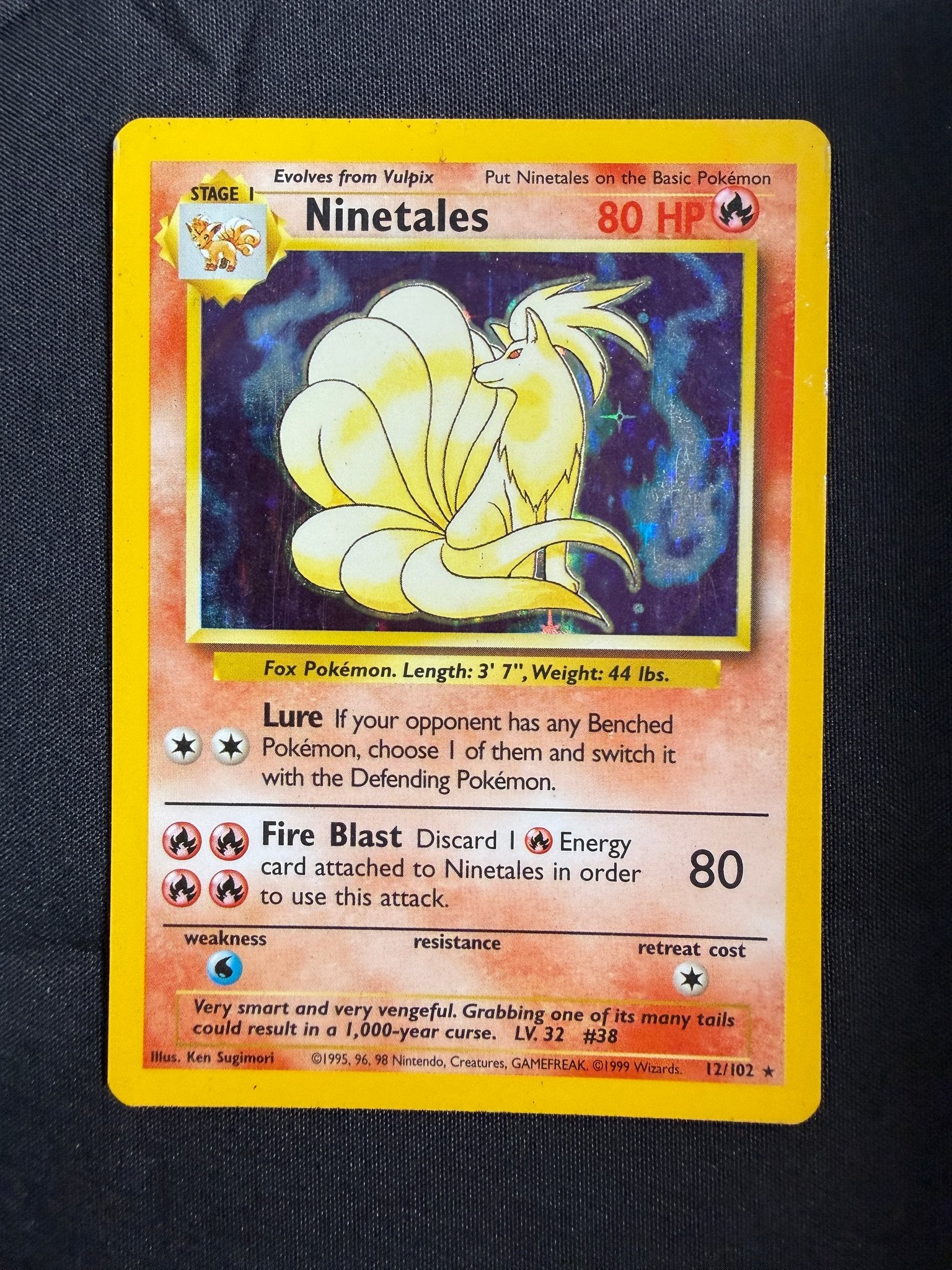 1999 Ninetales Base Set Holo 12/102 front