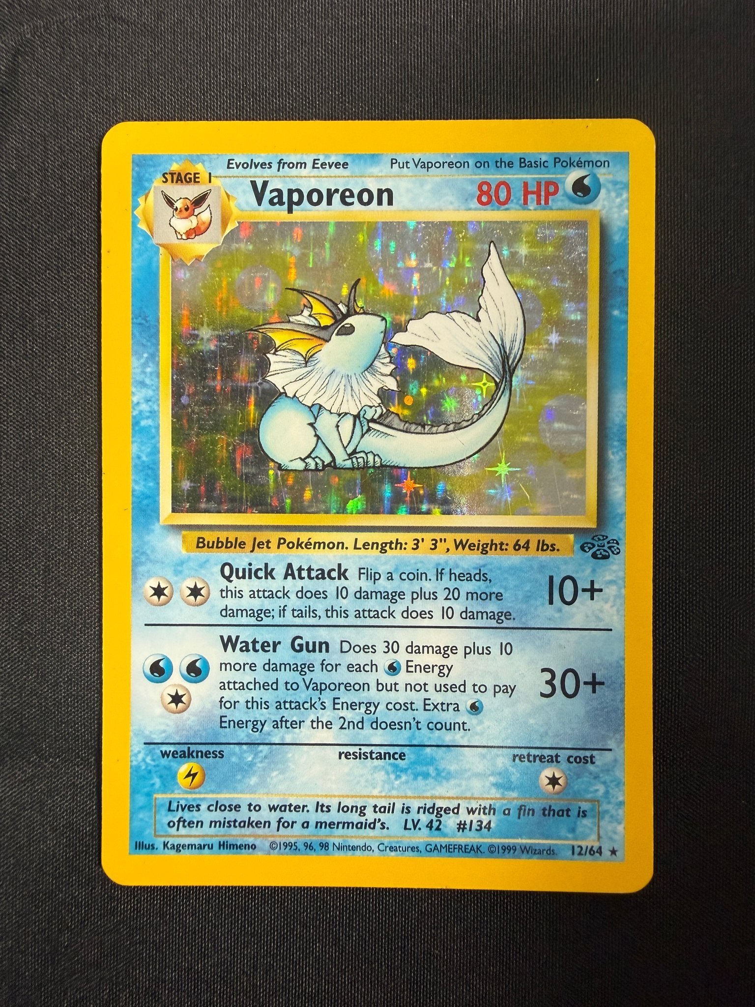 1999 Vaporeon Jungle Holo 12/64 front