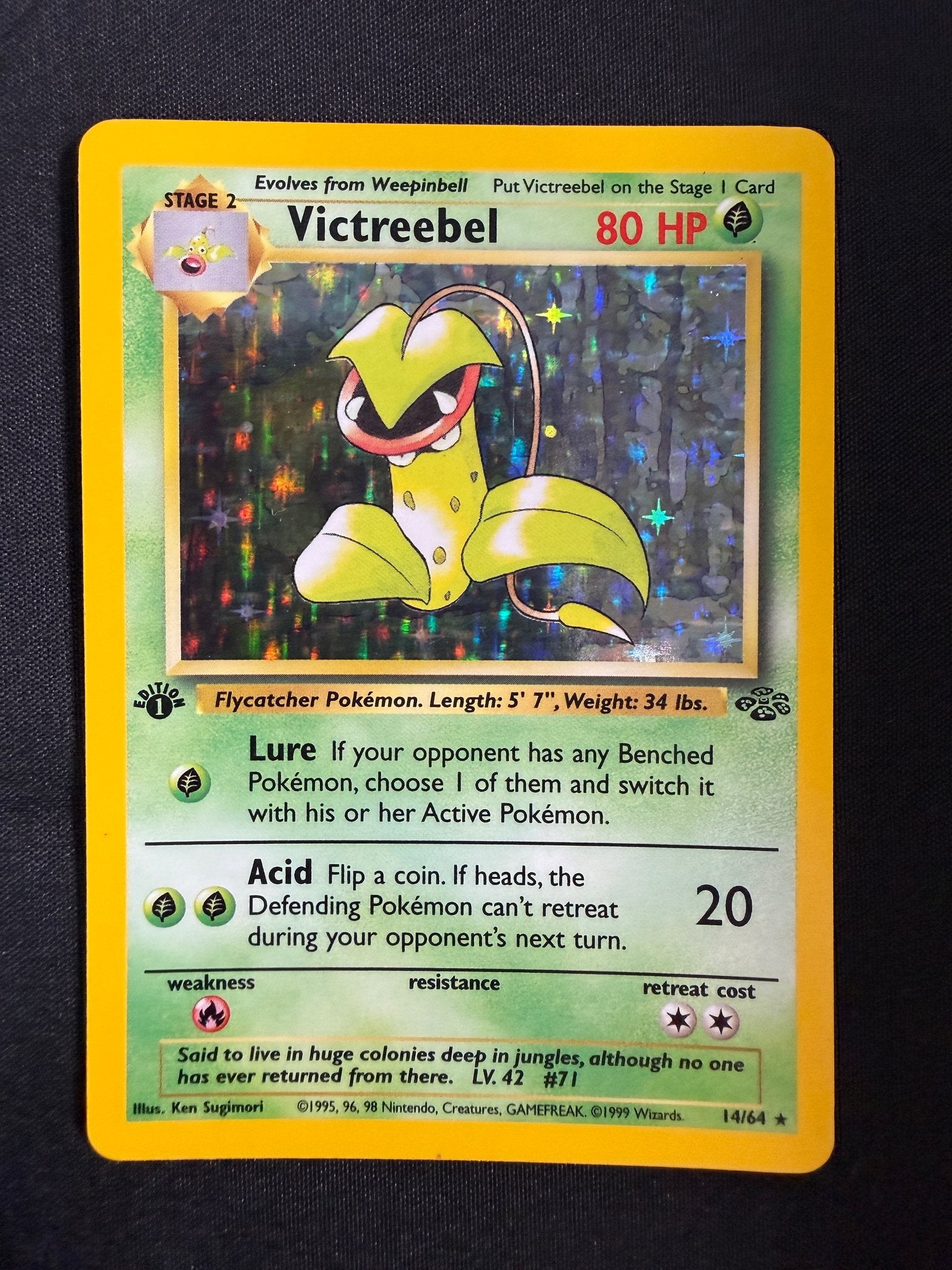 1999 Victreebel Jungle 1st Edition Holo 14/64 front