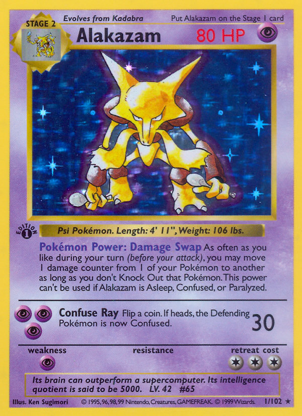 Alakazam Base Set Holo 1/102 raw single