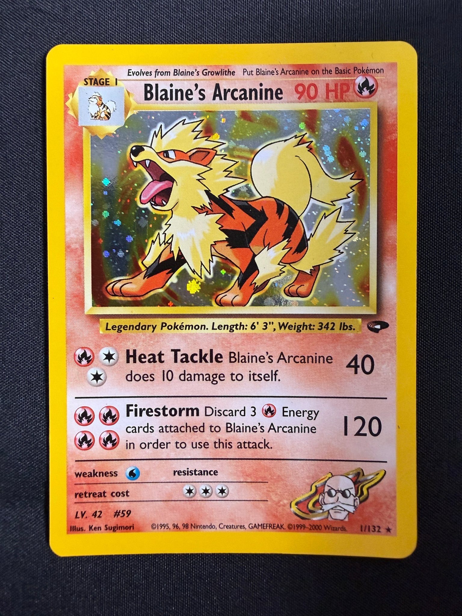 2000 Blaine's Arcanine Gym Challenge Holo 1/132 front