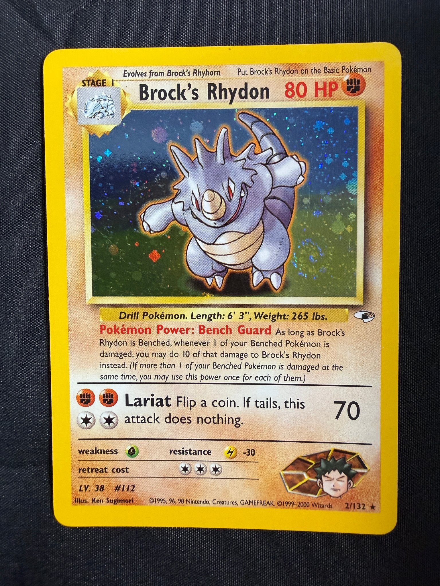 2000 Brock's Rhydon Gym Heroes Holo 2/132 front