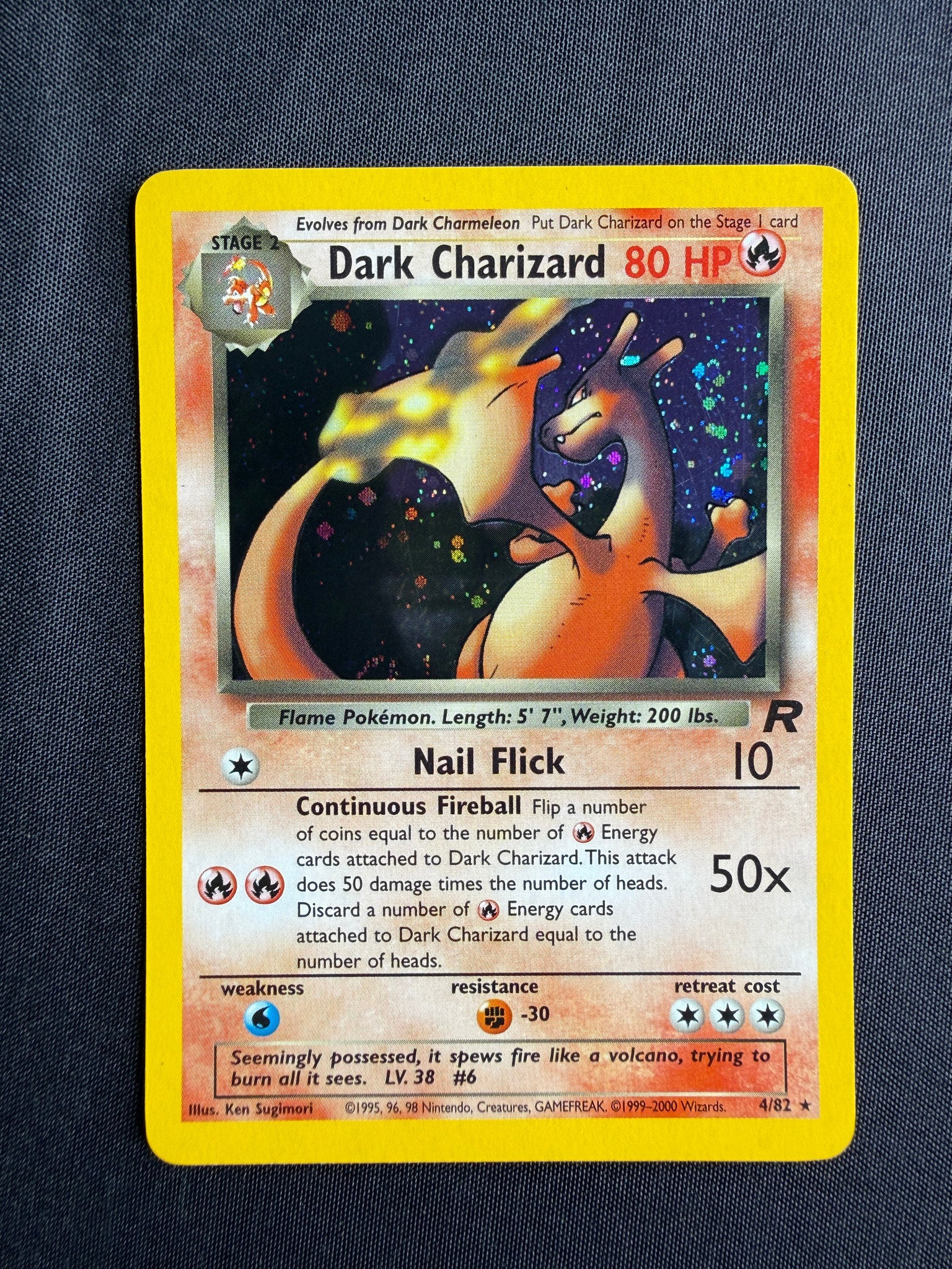 2000 Dark Charizard Team Rocket Holo 4/82 front