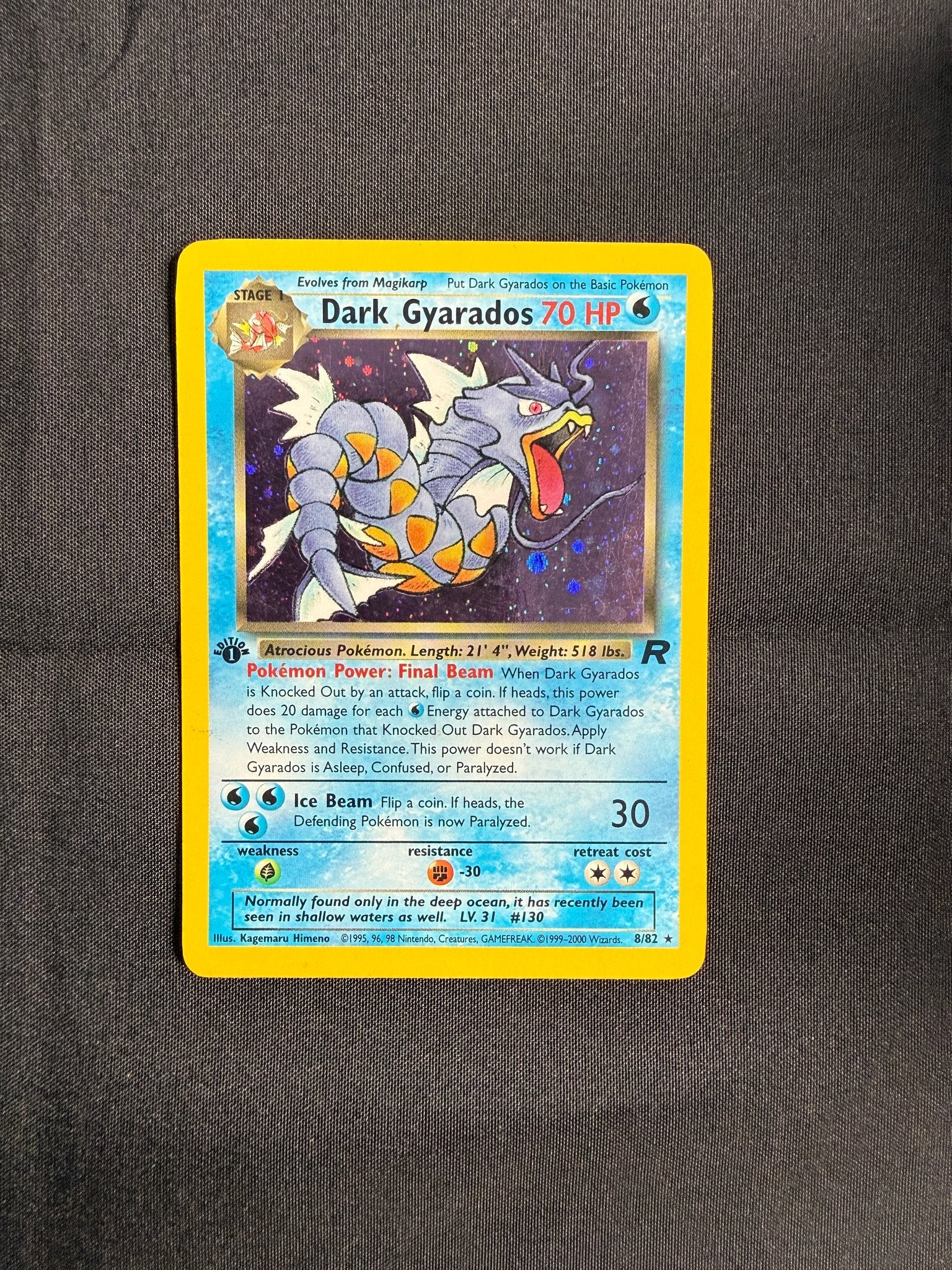 2000 Dark Gyarados Team Rocket 1st Edition Holo 8/82 front