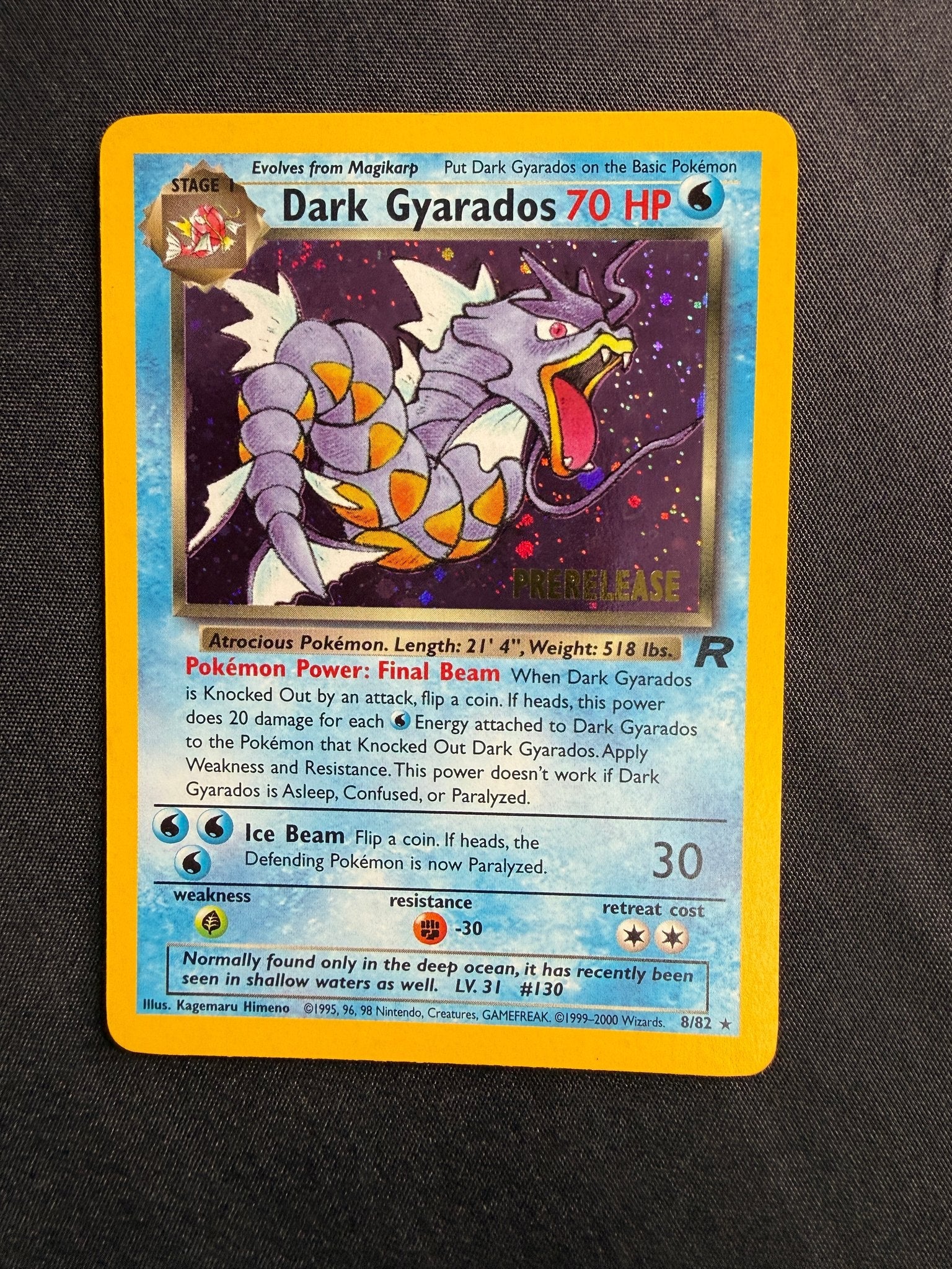 2000 Dark Gyarados Team Rocket Prerelease Holo 8/82 front