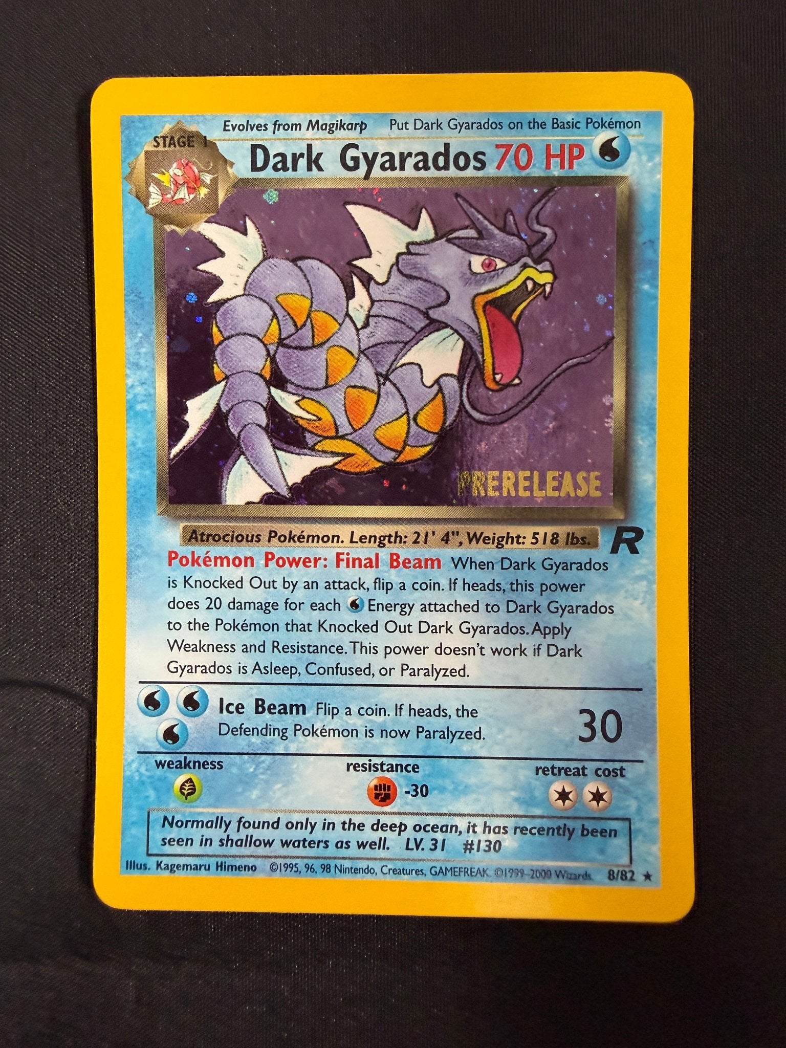 2000 Dark Gyarados Team Rocket Prerelease Holo 8/82 front