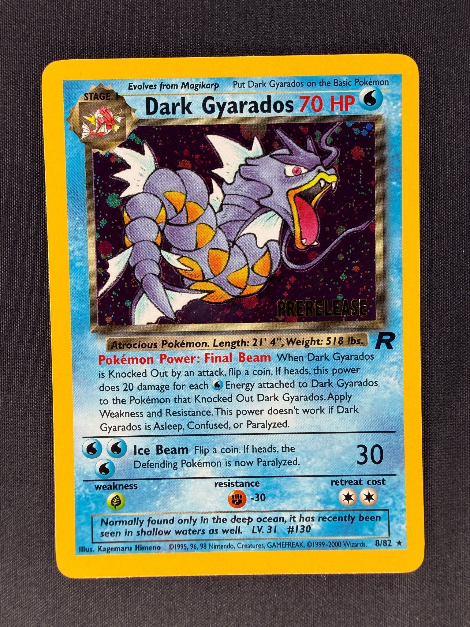 2000 Dark Gyarados Team Rocket Prerelease Holo 8/82 front