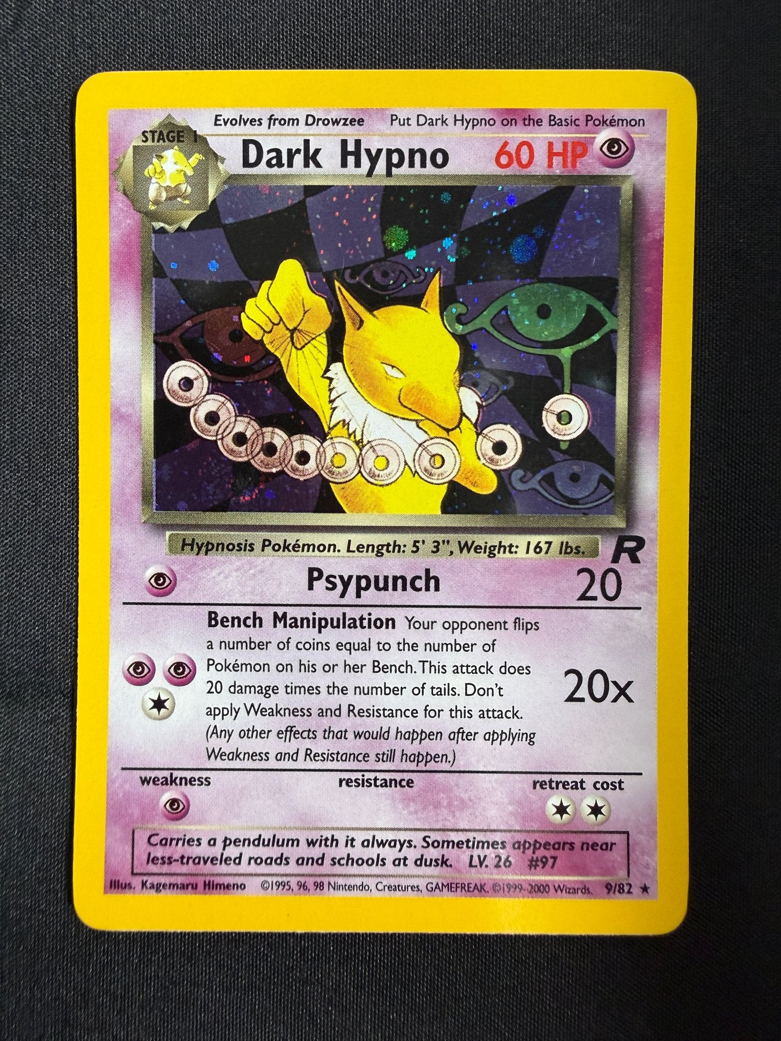 2000 Dark Hypno Team Rocket Holo 9/82 front
