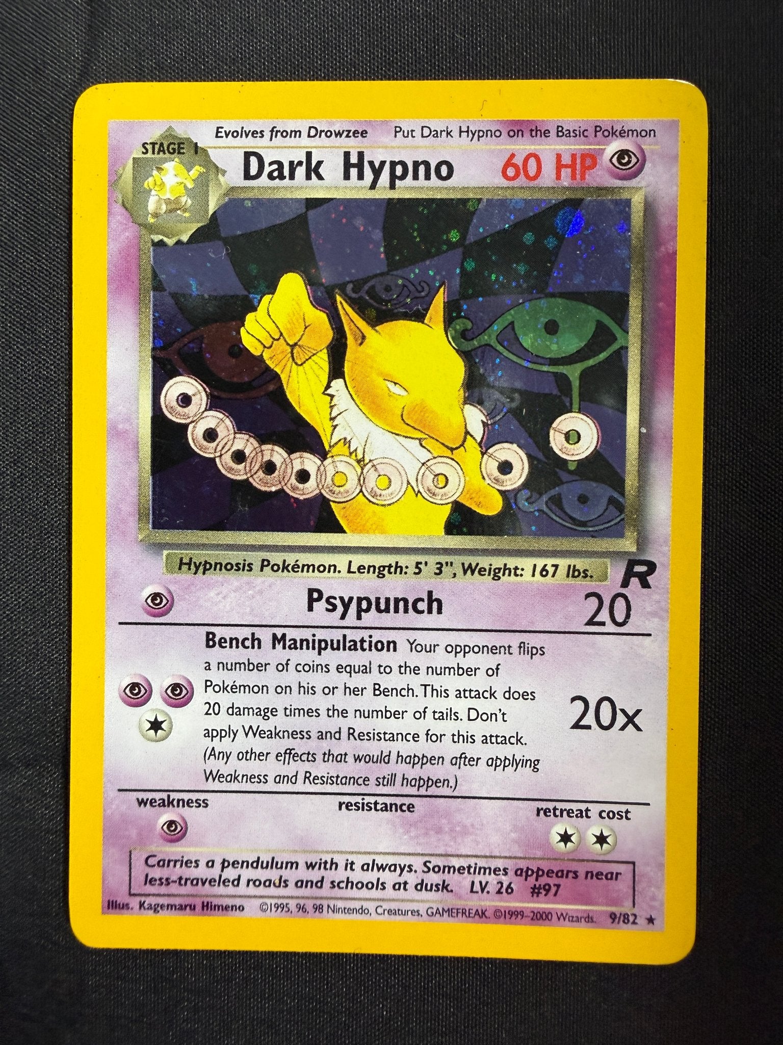 2000 Dark Hypno Team Rocket Holo 9/82 front