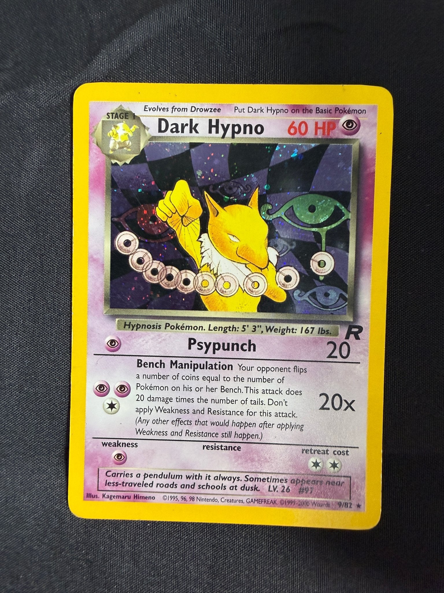 2000 Dark Hypno Team Rocket Holo 9/82 front