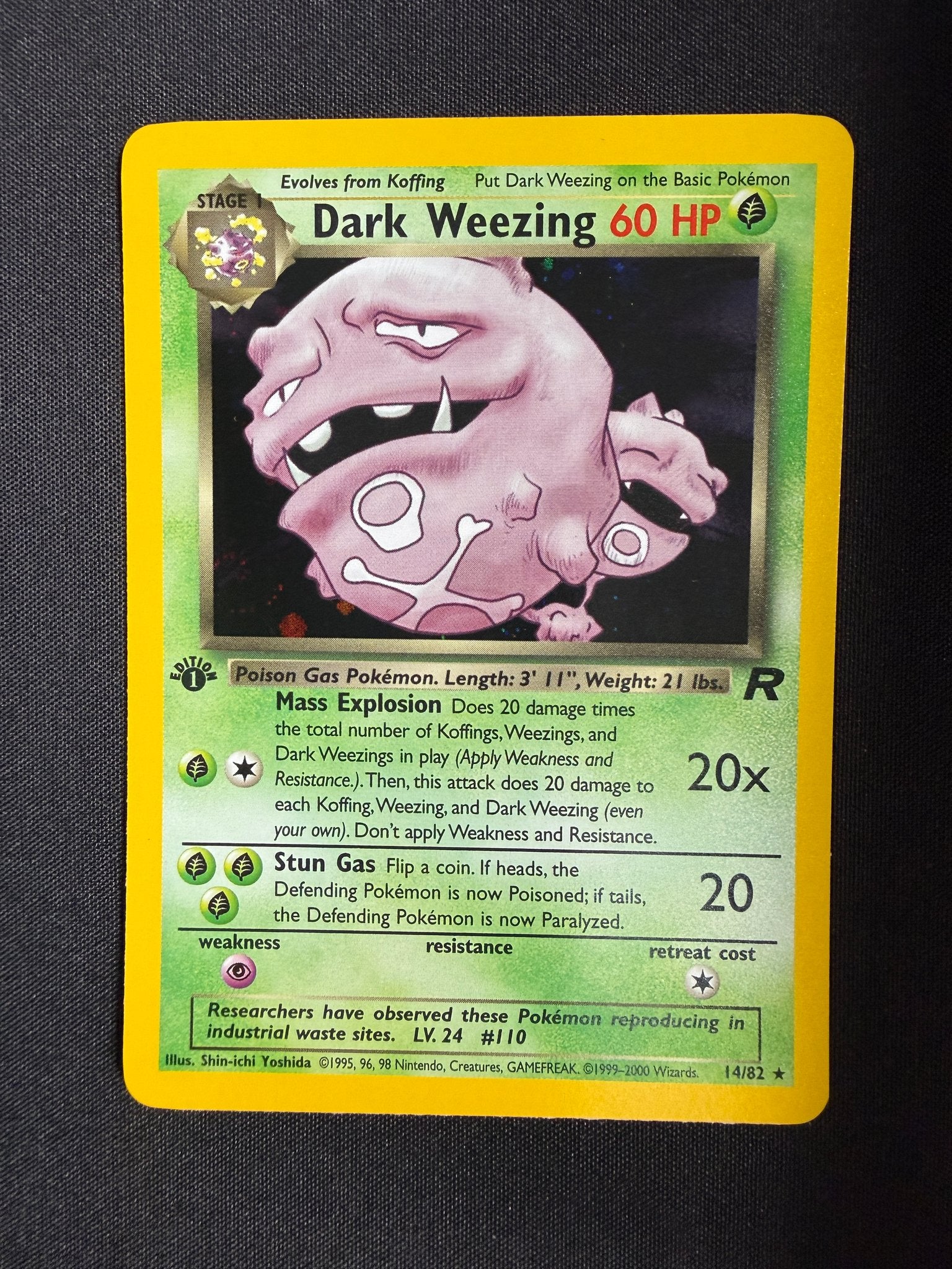 2000 Dark Weezing Team Rocket 1st Edition Holo 14/82 front