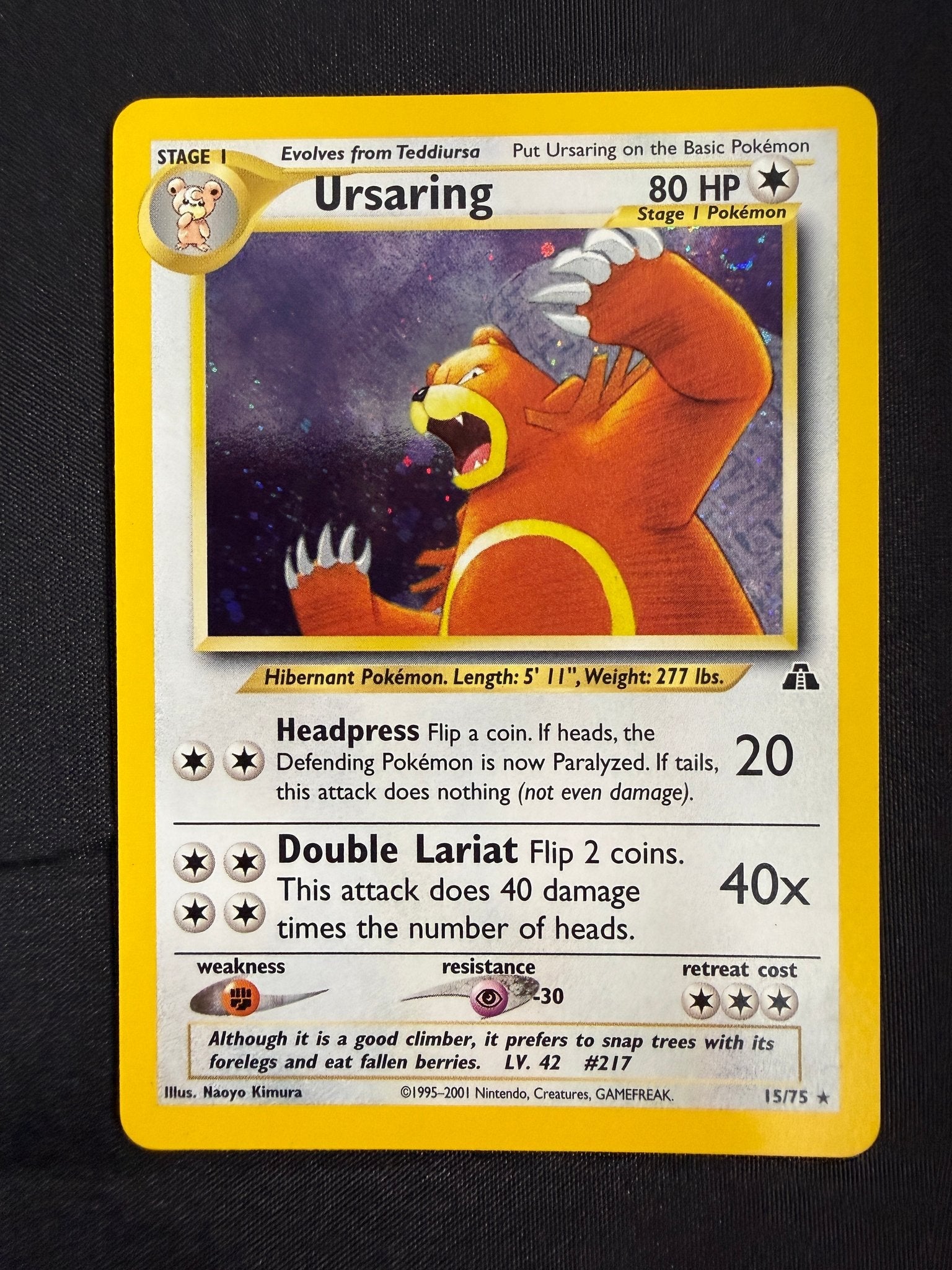 2001 Ursaring Neo Discovery Holo 15/75 front