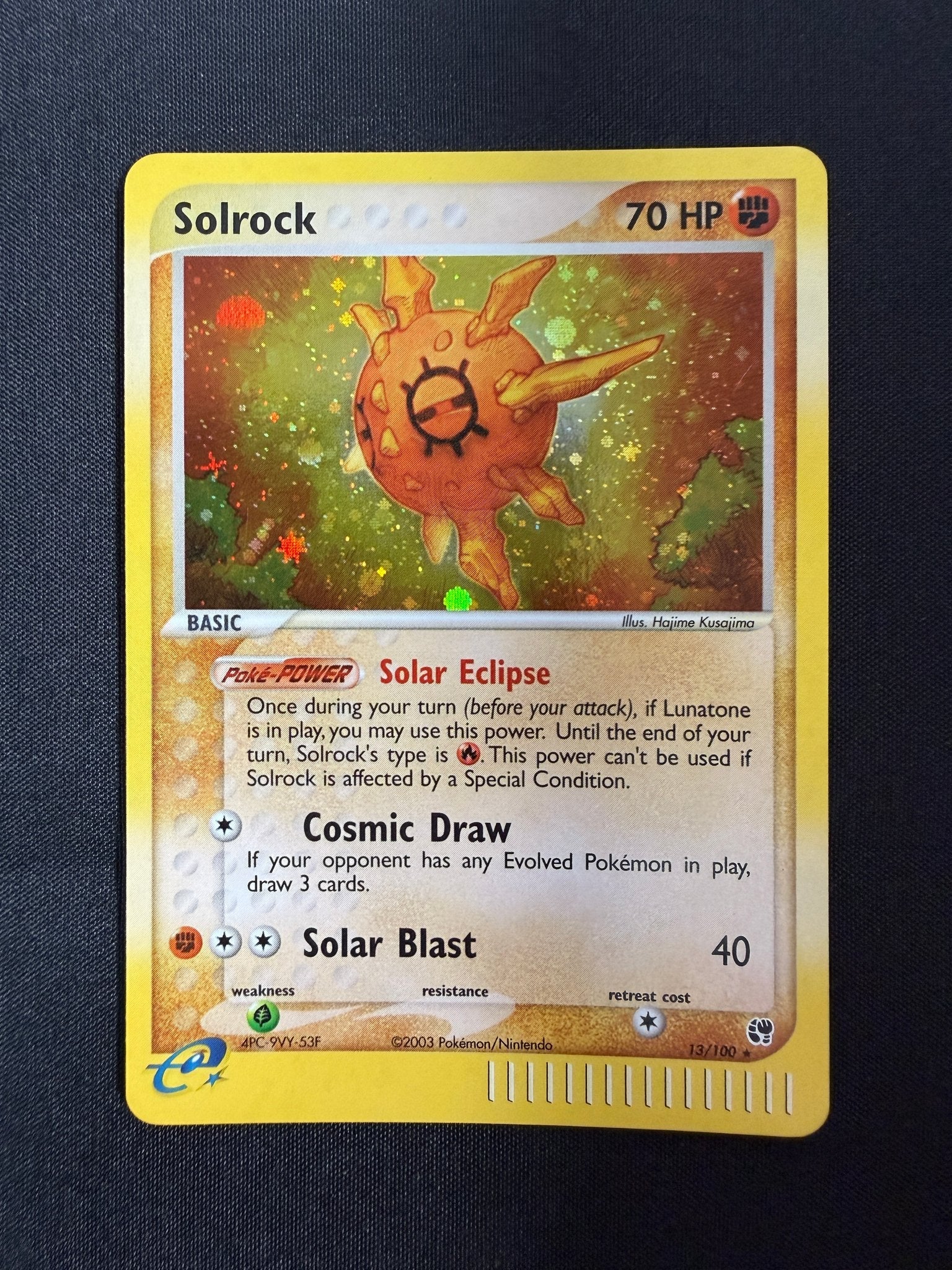 2003 Solrock EX Sandstorm Holo 13/100 front
