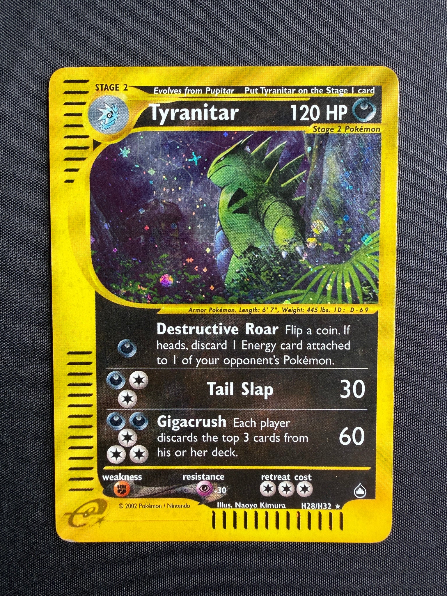 2003 Tyranitar Aquapolis Holo H28/H32 front