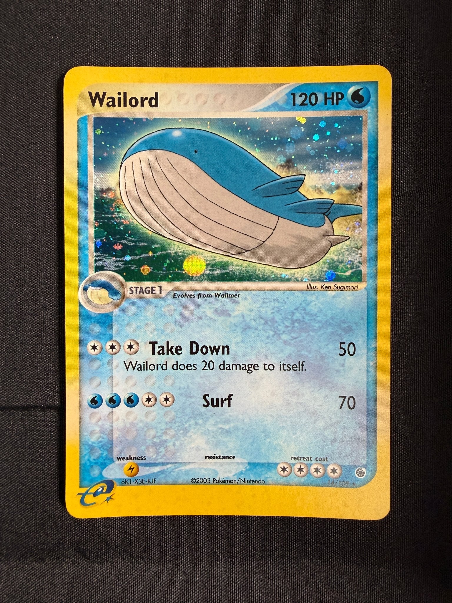 2003 Wailord EX Ruby & Sapphire Holo 14/109 front