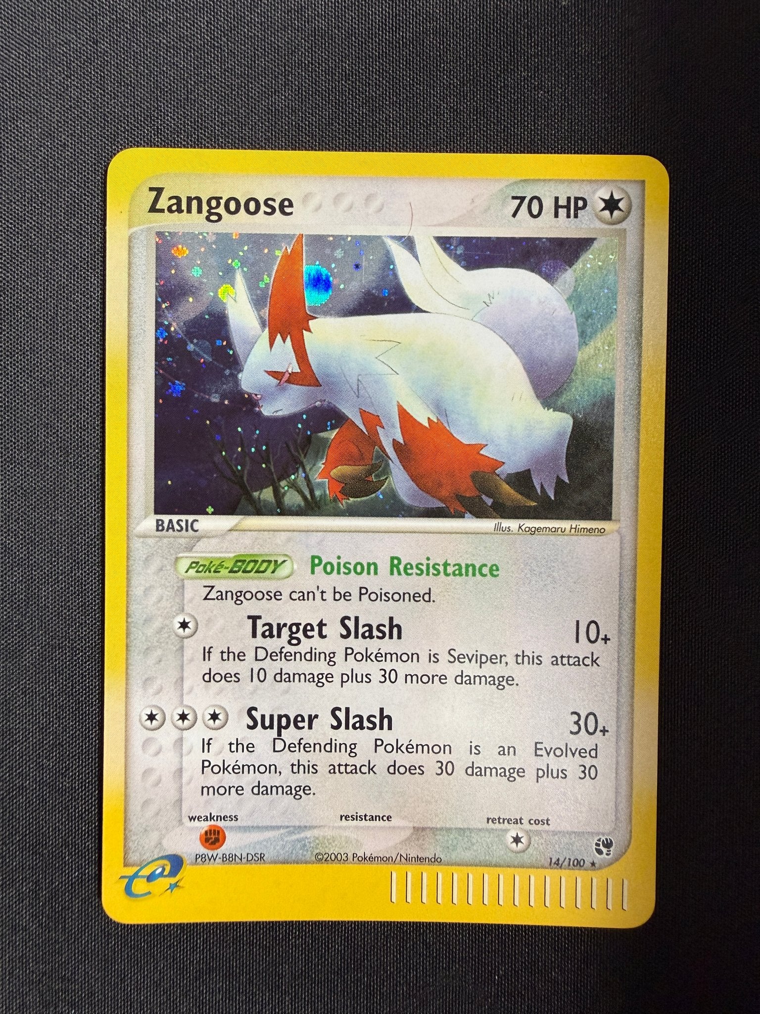 2003 Zangoose EX Sandstorm Holo 14/100 front