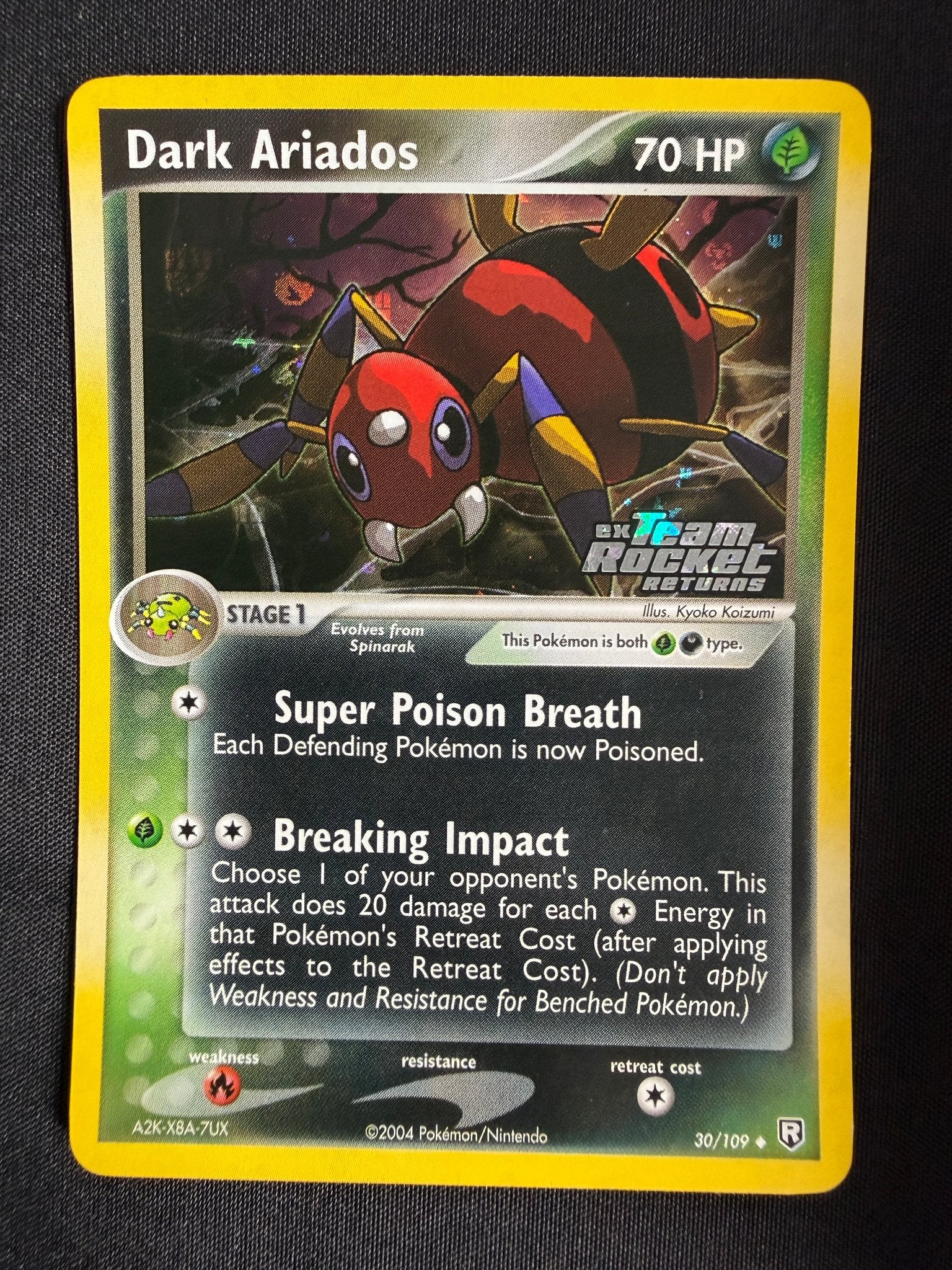 2004 Dark Ariados EX Team Rocket Returns Reverse Holo 30/109 front