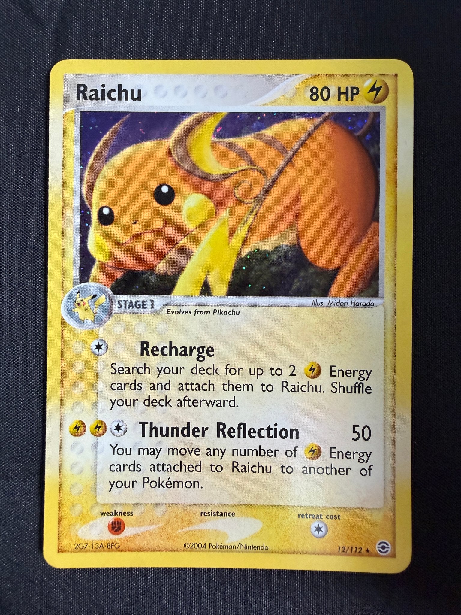 2004 Raichu EX FireRed & LeafGreen Holo 12/112 front