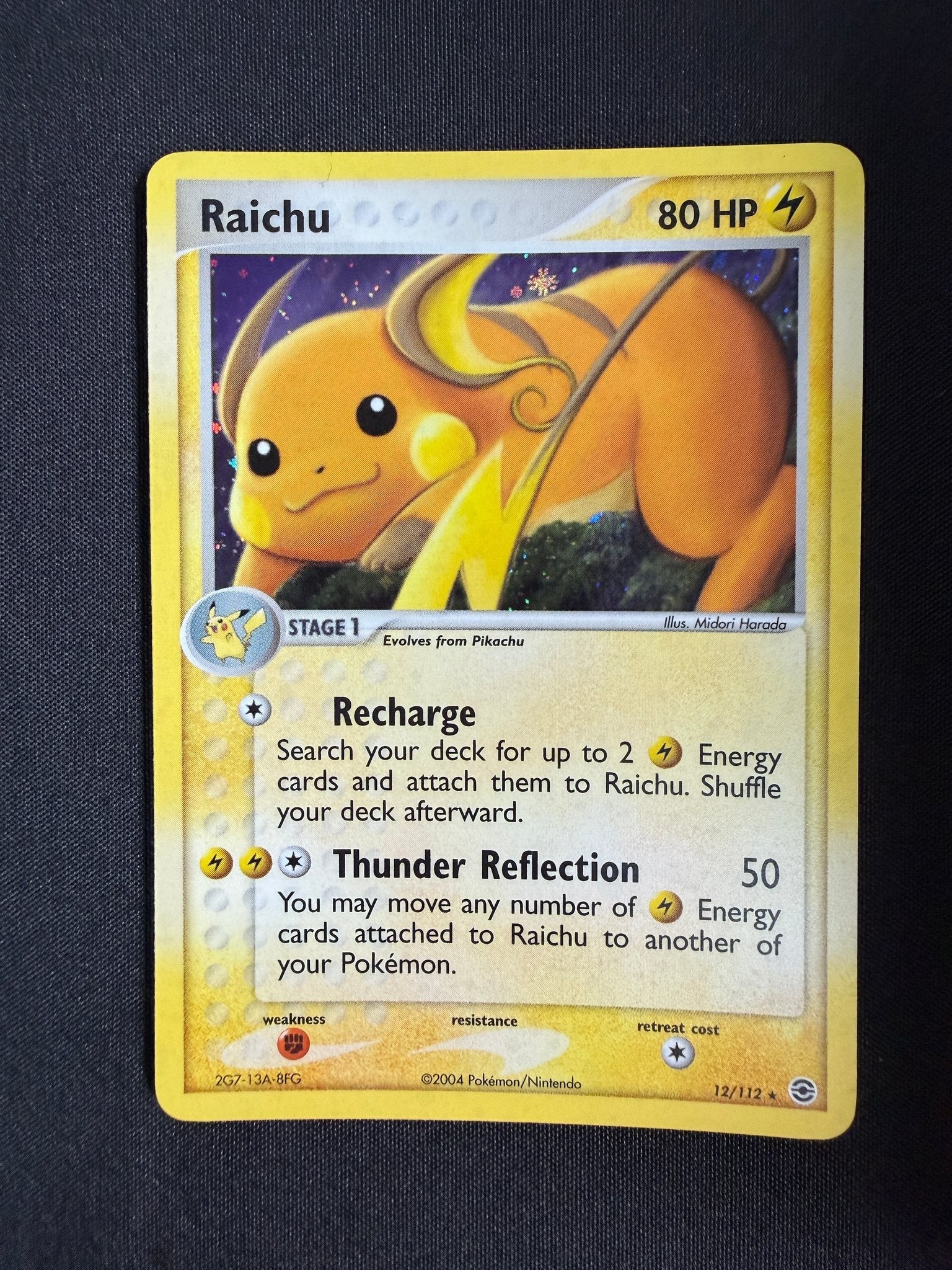 2004 Raichu EX FireRed & LeafGreen Reverse Holo 12/112 front