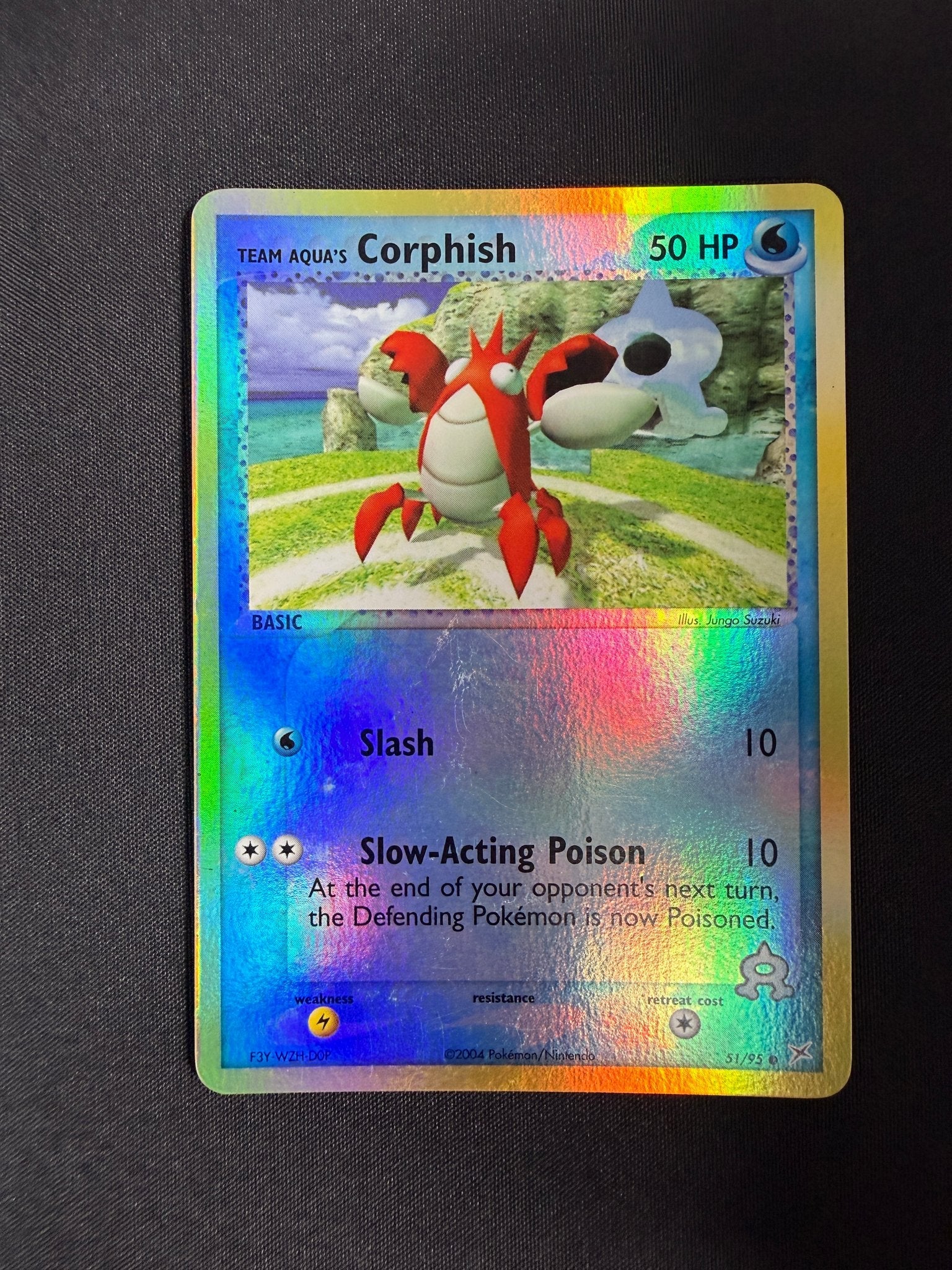 2004 Team Aqua's Corphish EX Team Magma vs Team Aqua Reverse Holo 51/95 front