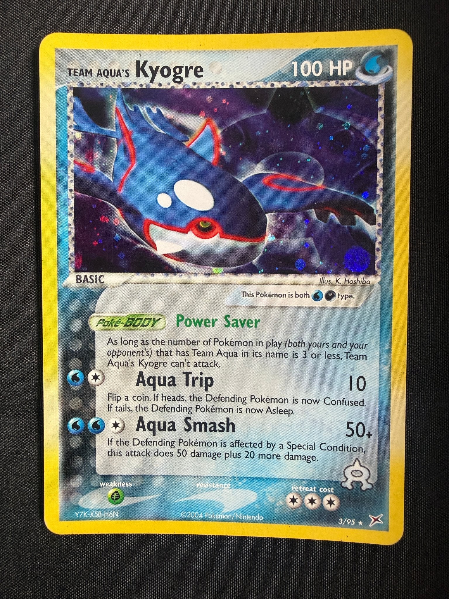 2004 Team Aqua's Kyogre EX Team Magma vs Team Aqua Holo 3/95 front