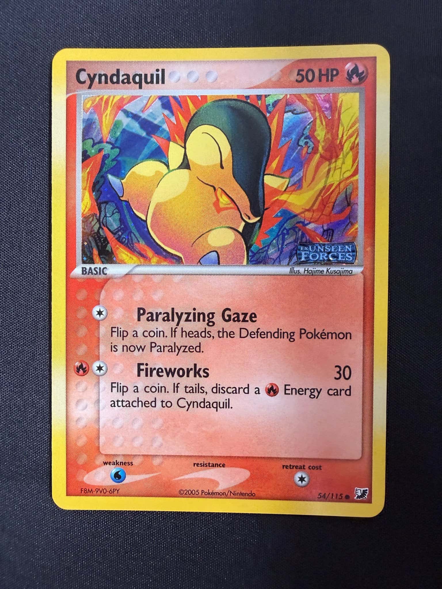 2005 Cyndaquil EX Unseen Forces Reverse Holo 54/115 front