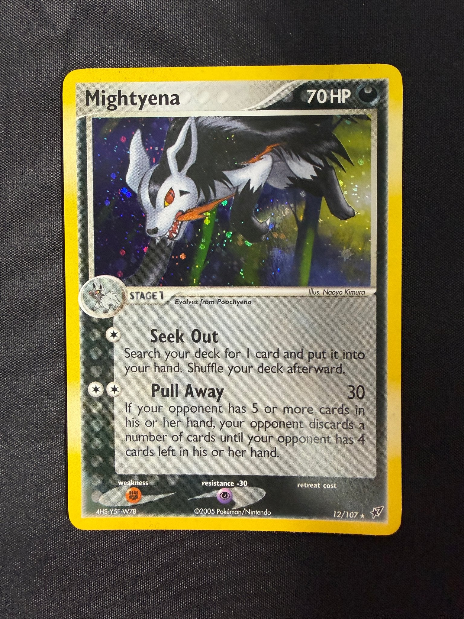 2005 Mightyena EX Deoxys Holo 12/107 front
