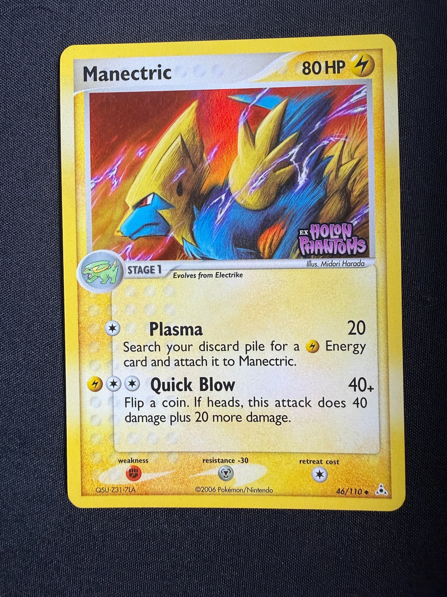 2006 Manectric EX Holon Phantoms Reverse Holo 46/110 front