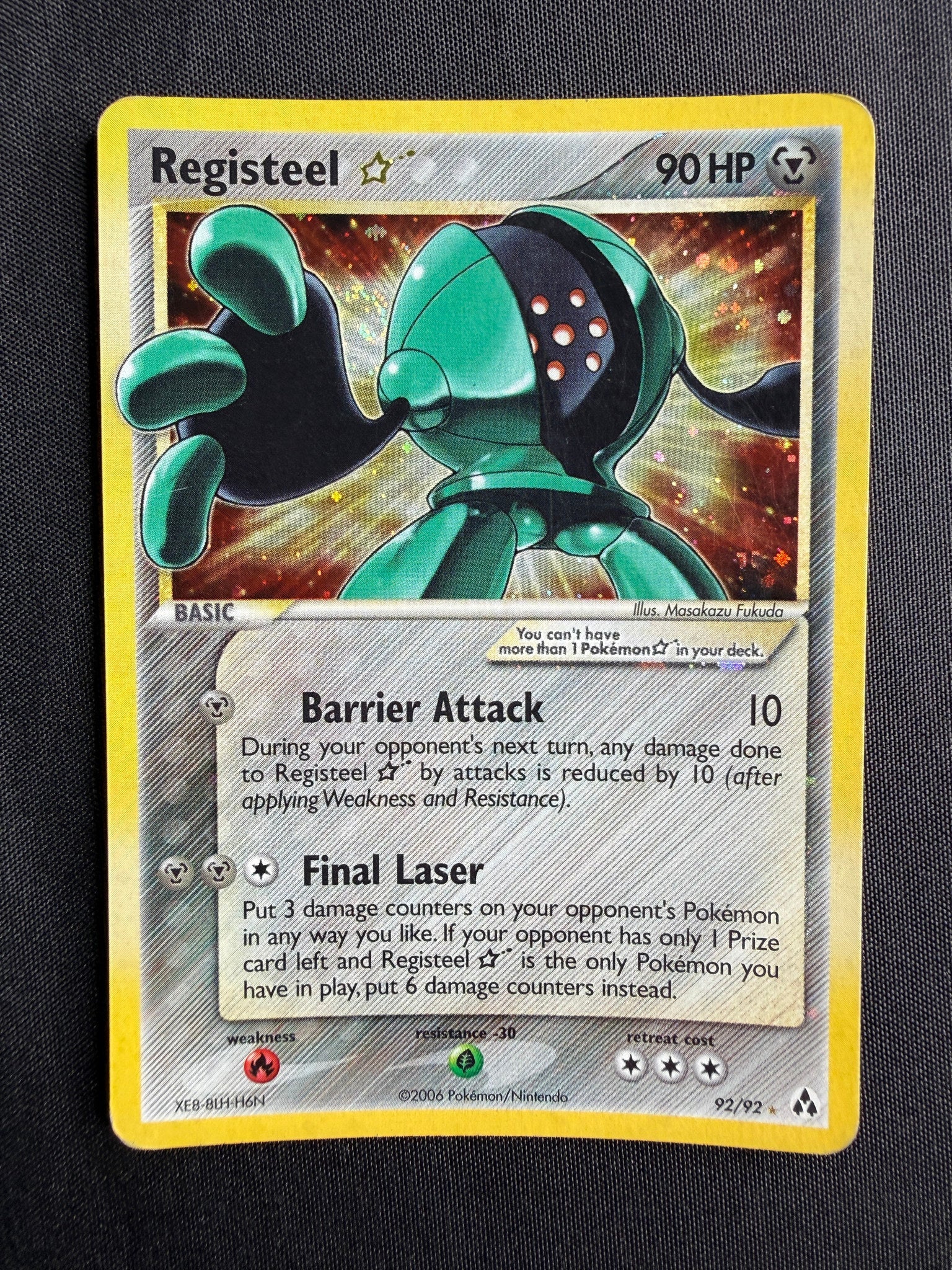 2006 Registeel Gold Star EX Legend Maker Holo 92/92 front