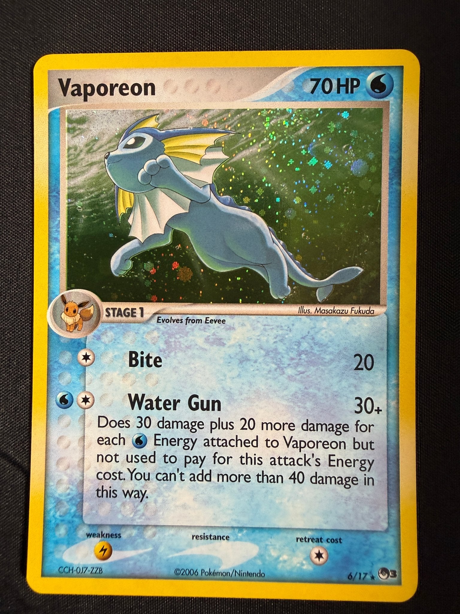 2006 Vaporeon POP Series 3 Holo 6/17 front
