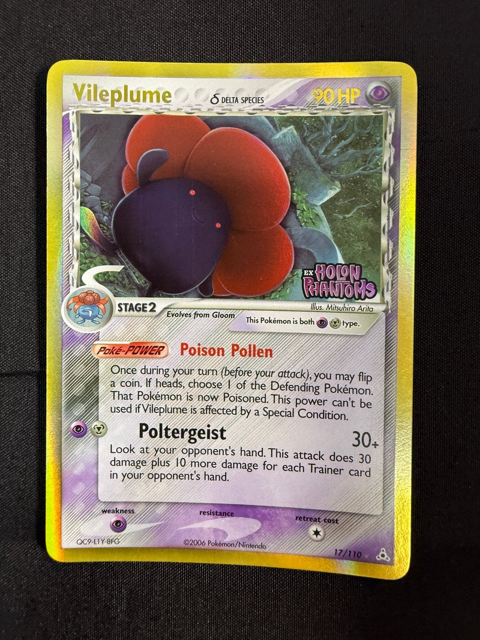 2006 Vileplume EX Holon Phantoms Reverse Holo 17/110 front