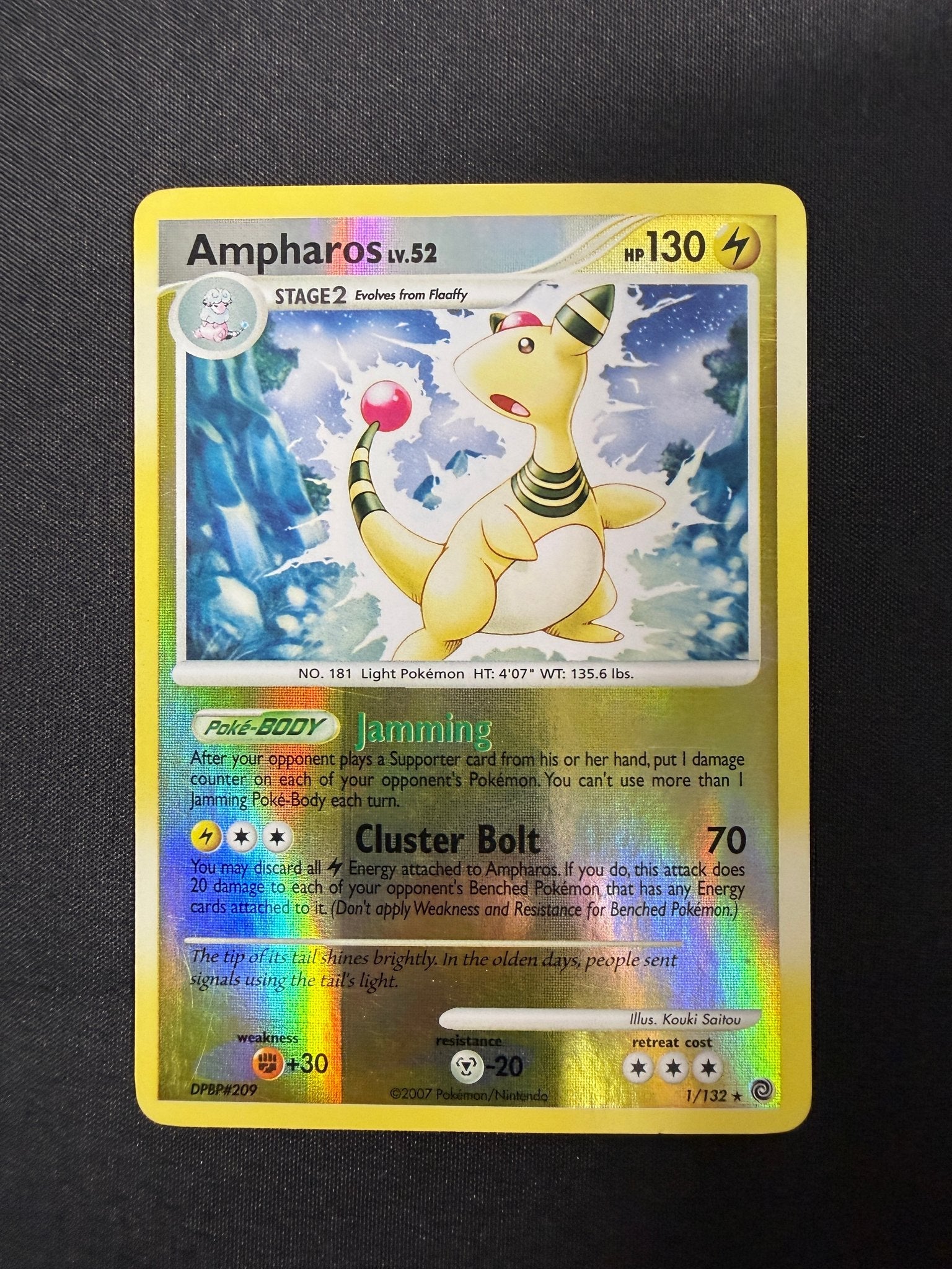 2007 Ampharos Secret Wonders Reverse Holo 1/132 front