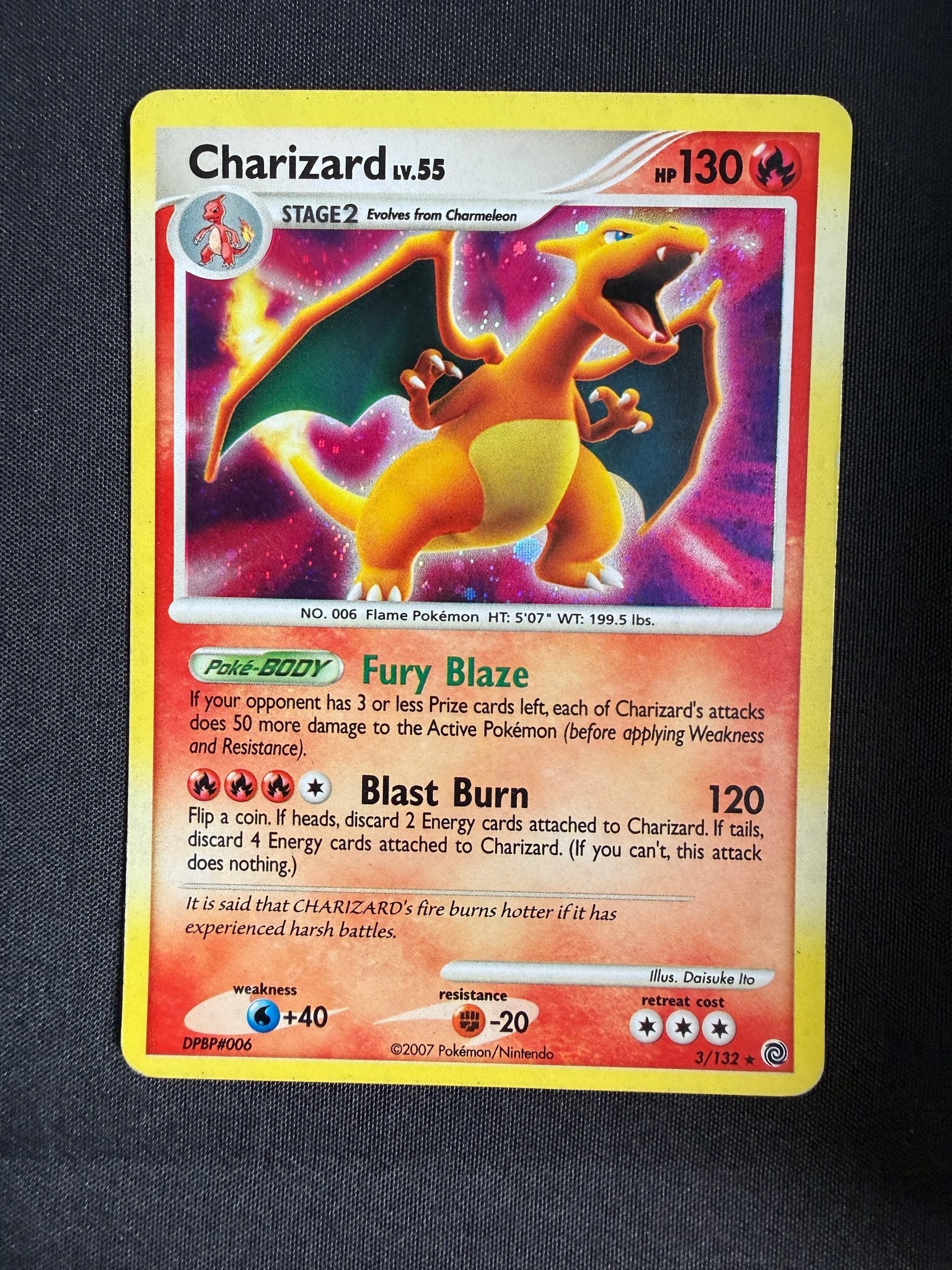 2007 Charizard Secret Wonders Holo 3/132 front