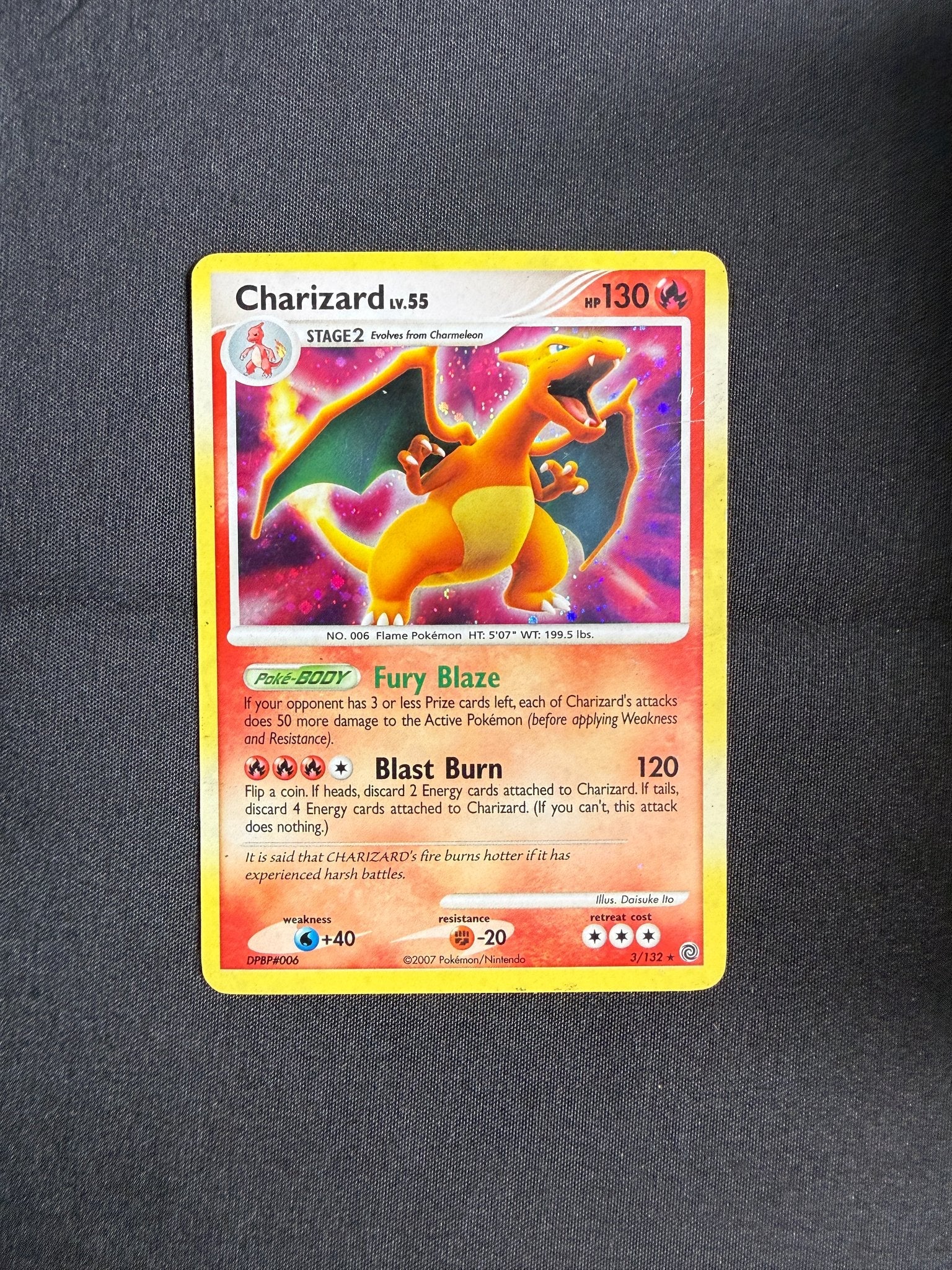 2007 Charizard Secret Wonders Holo 3/132 front