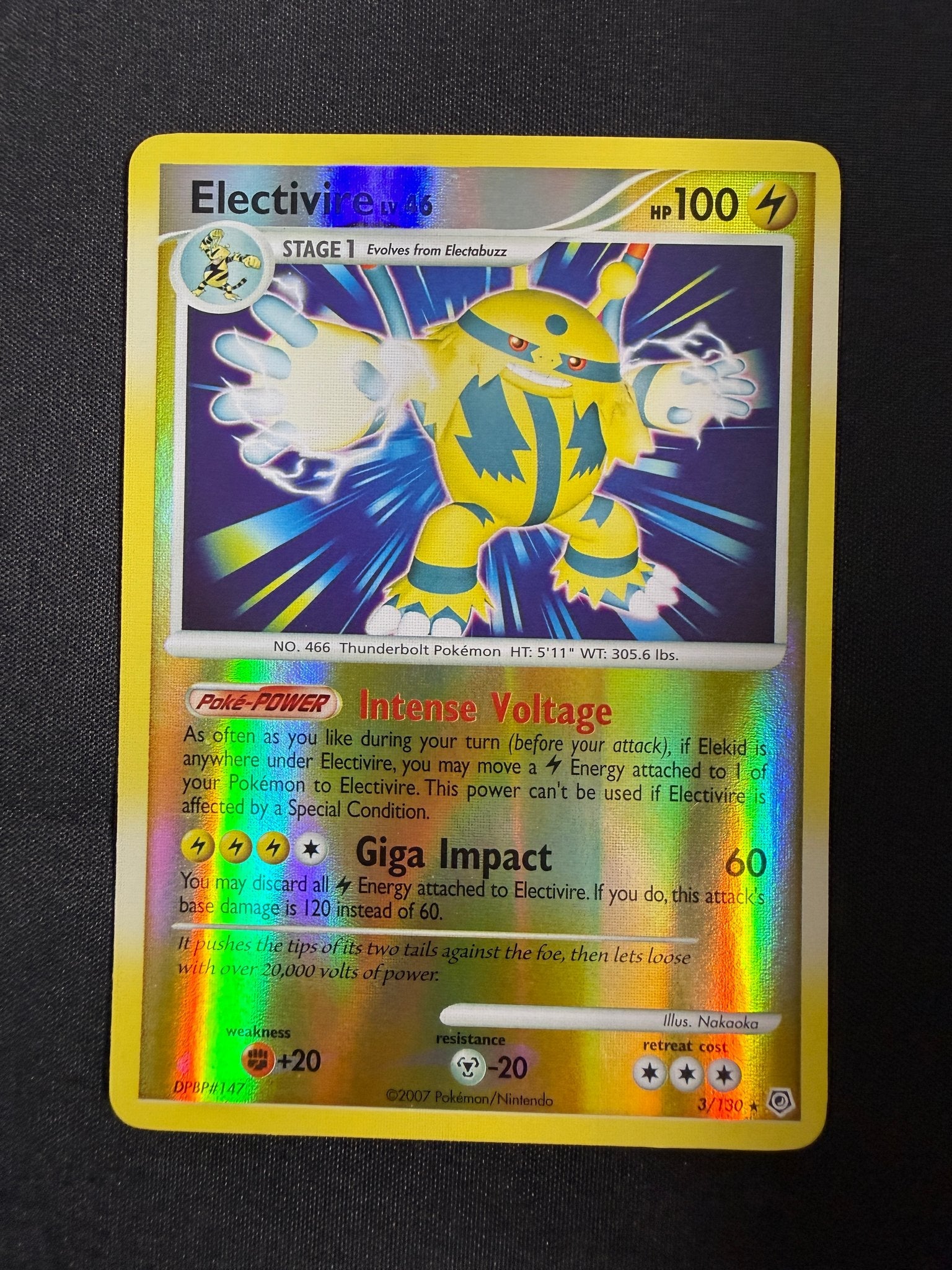 2007 Electivire Diamond & Pearl Reverse Holo 3/130 front