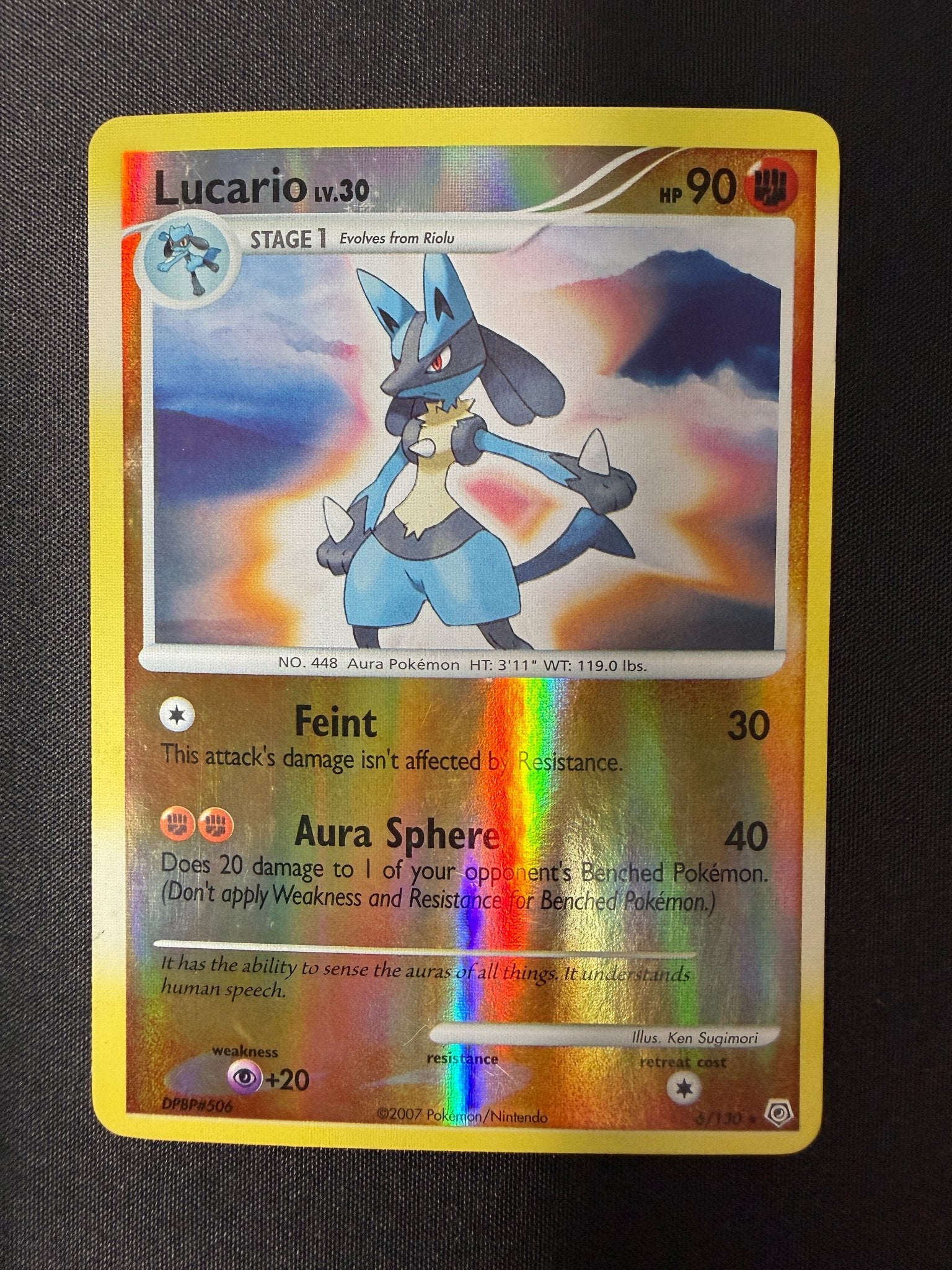 2007 Lucario Diamond & Pearl Reverse Holo 6/130 front