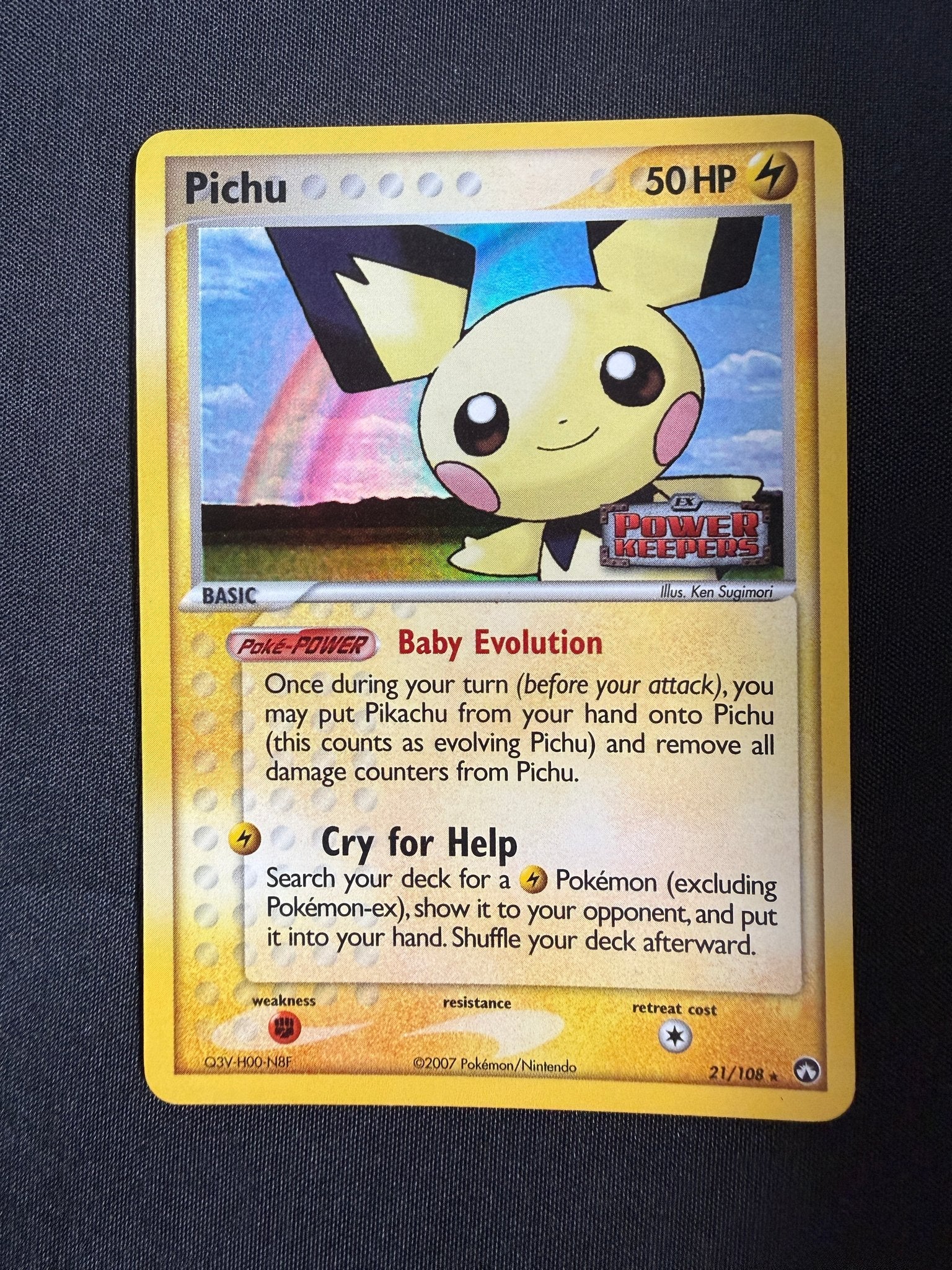 2007 Pichu EX Power Keepers Reverse Holo 21/108 front