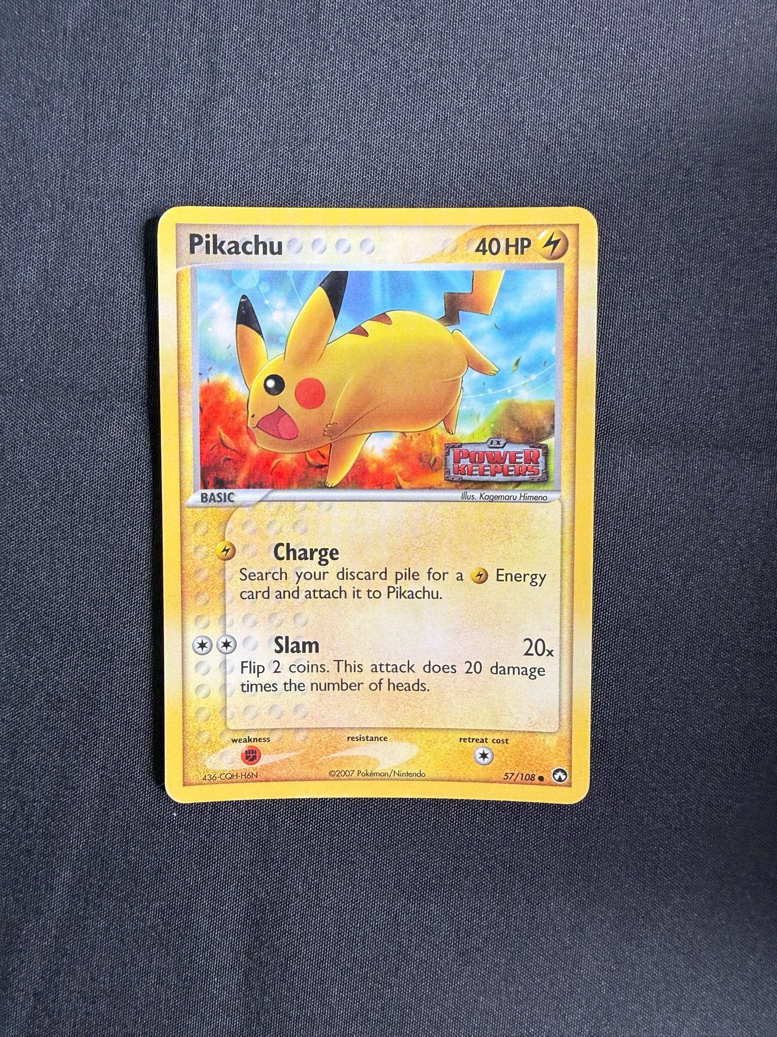 2007 Pikachu EX Power Keepers Reverse Holo 57/108 front