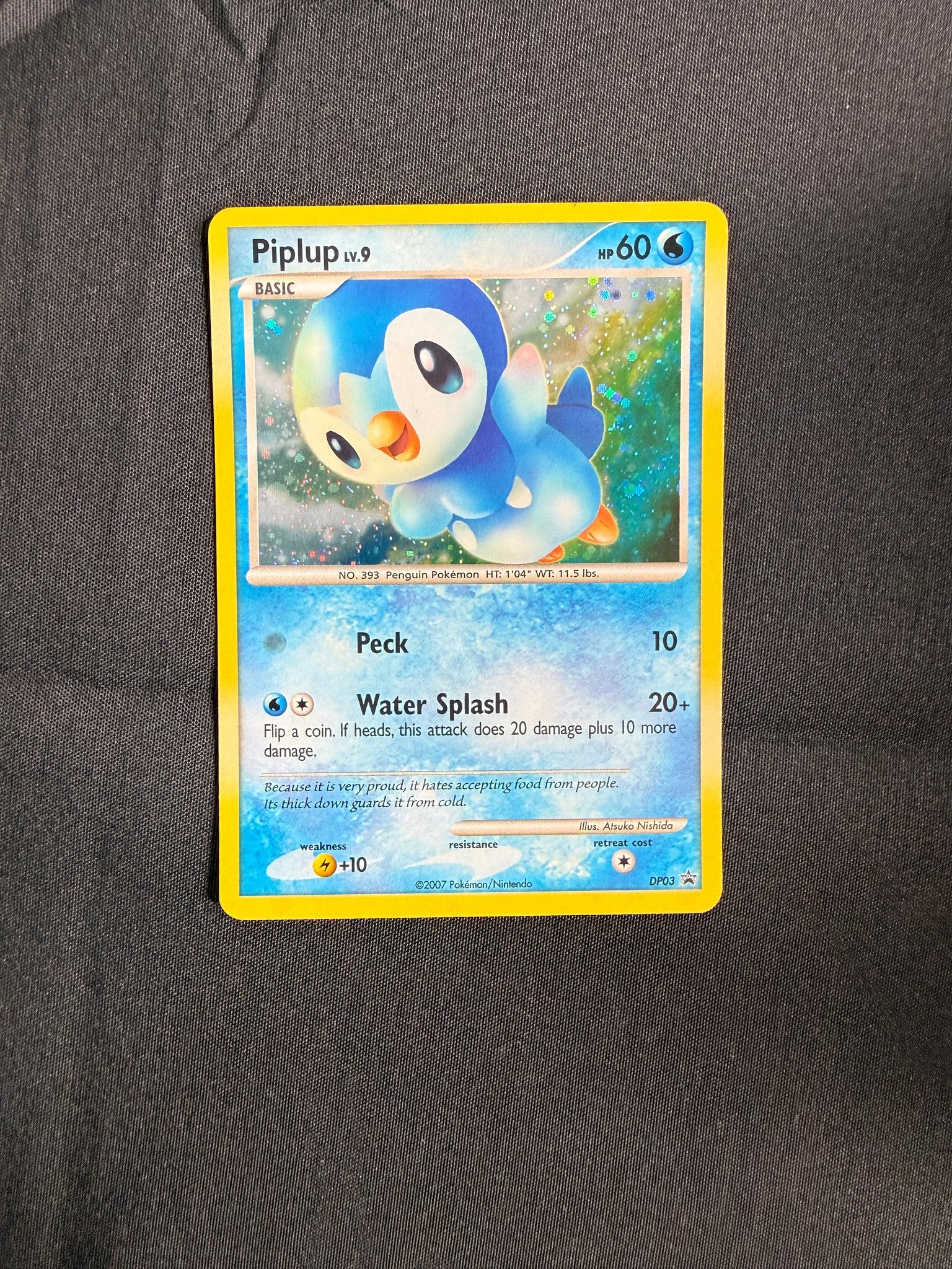 2007 Piplup DP Black Star Promo Holo DP03 front