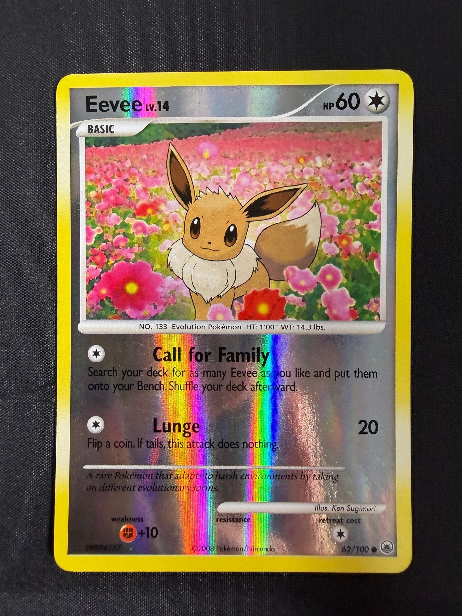 2008 Eevee Majestic Dawn Reverse Holo 62/100 front
