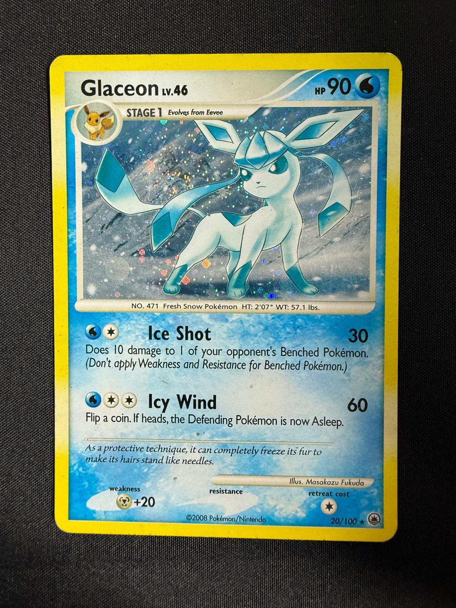 2008 Glaceon Majestic Dawn Holo 20/100 front