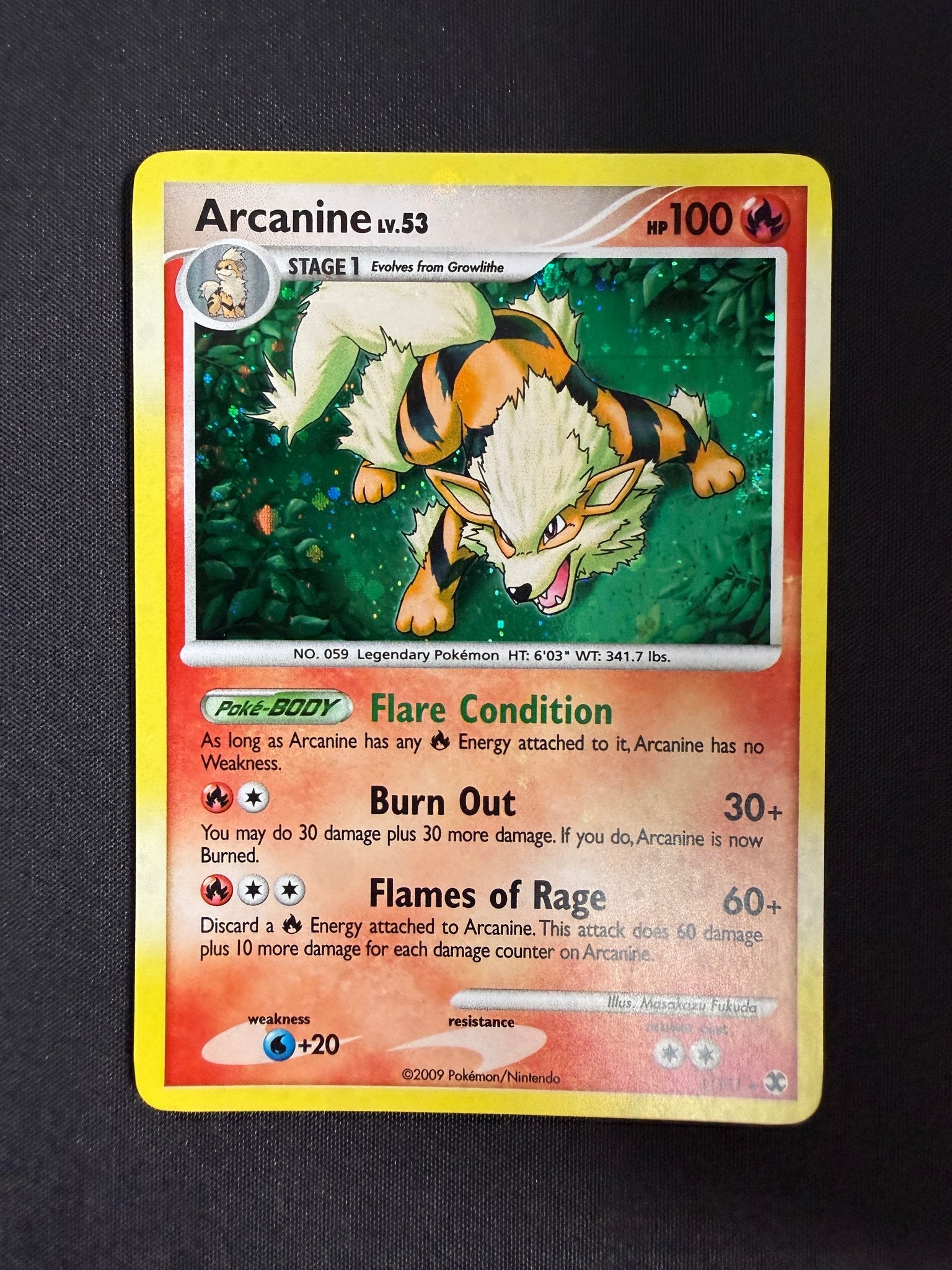 2009 Arcanine Rising Rivals Holo 1/111 front