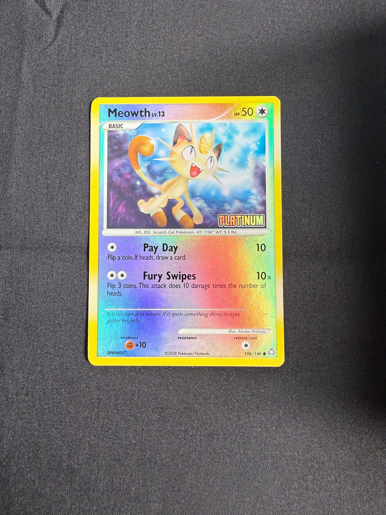 2009 Meowth Platinum Burger King Promo Reverse Holo 106/146 front