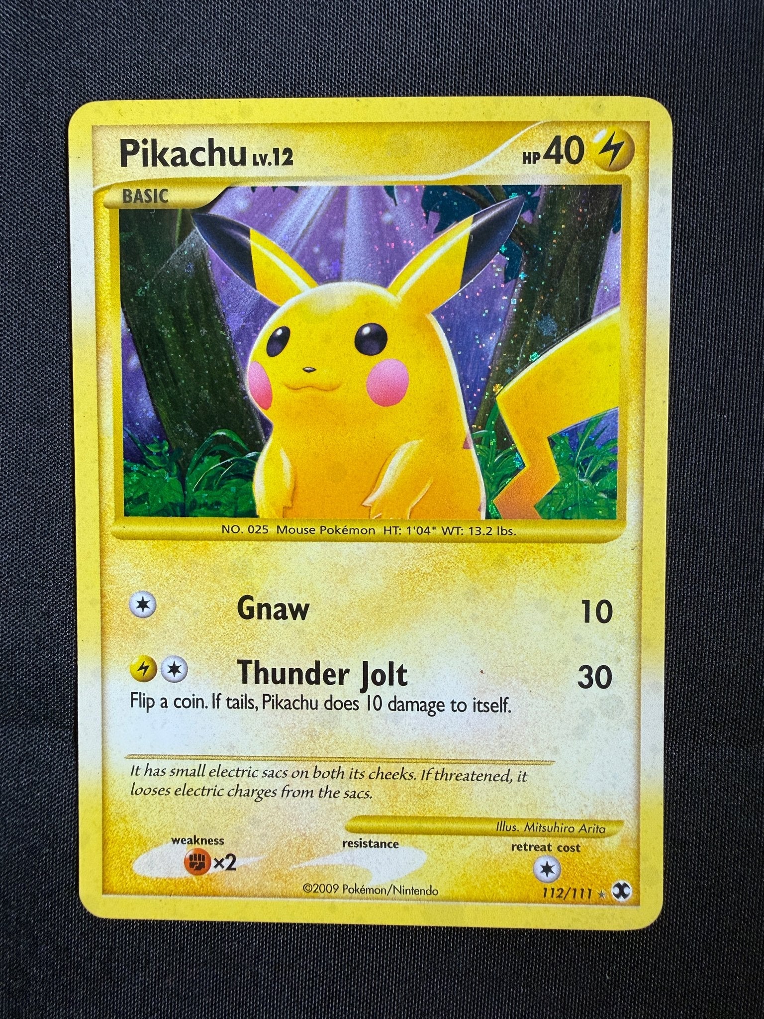 2009 Pikachu Rising Rivals Secret Rare Holo 112/111 front