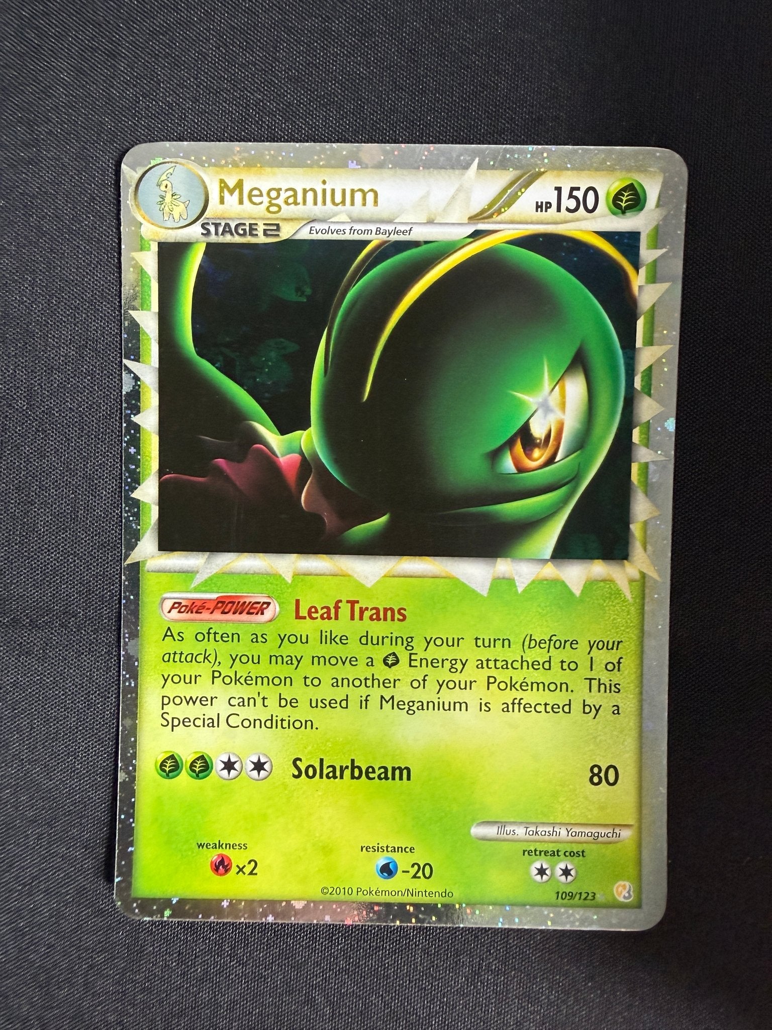 2010 Meganium Prime HeartGold & SoulSilver Holo 109/123 front